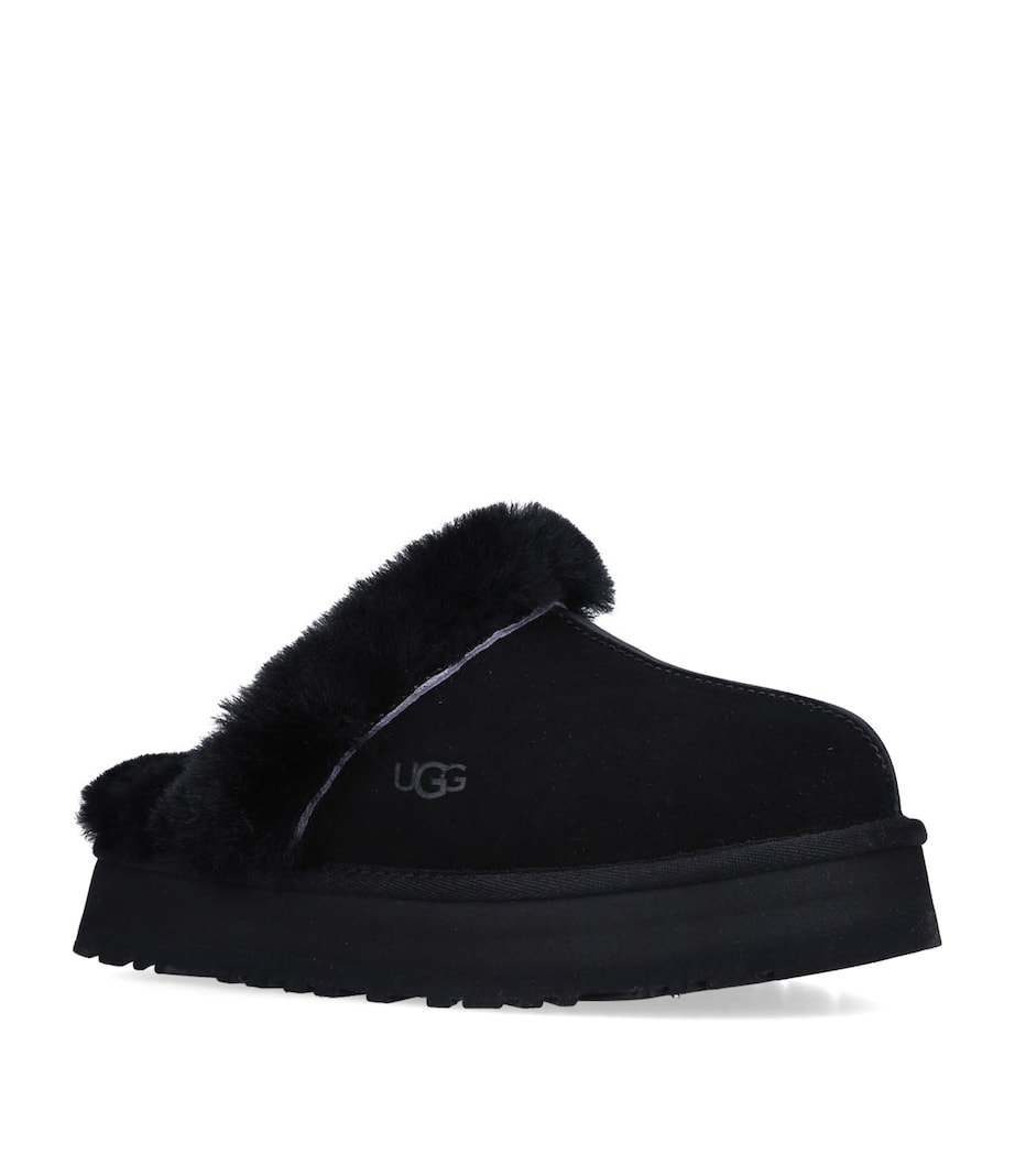 Suede Disquette Flatform Slippers BLACK Image 3