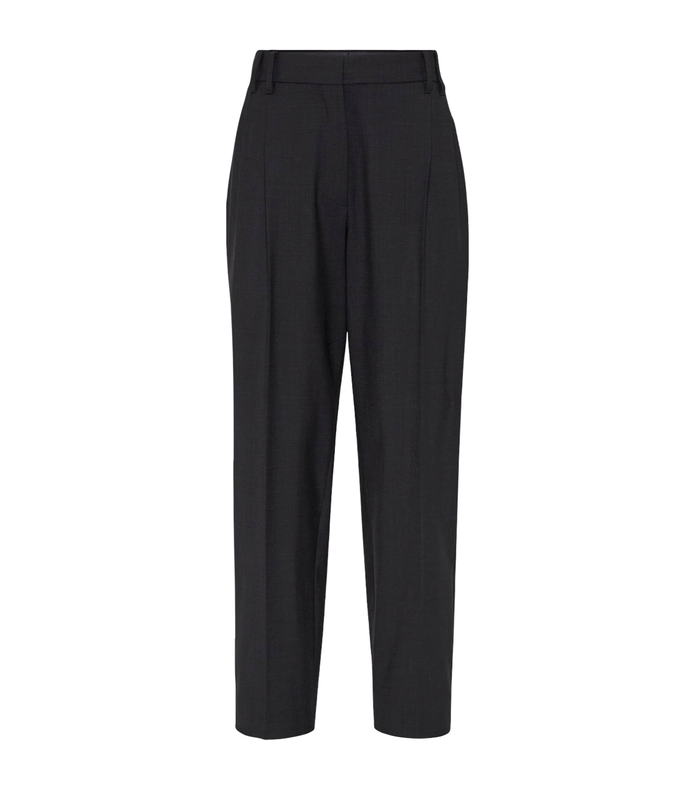 Brunello Cucinelli Tropical Luxury Wool Trousers In Black