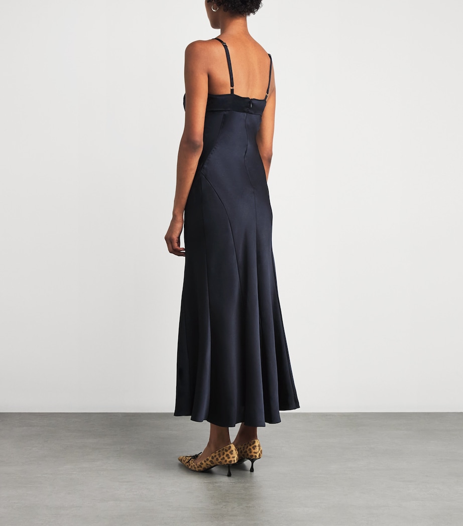 Satin Maxi Dress NAVY BLUE Image 3