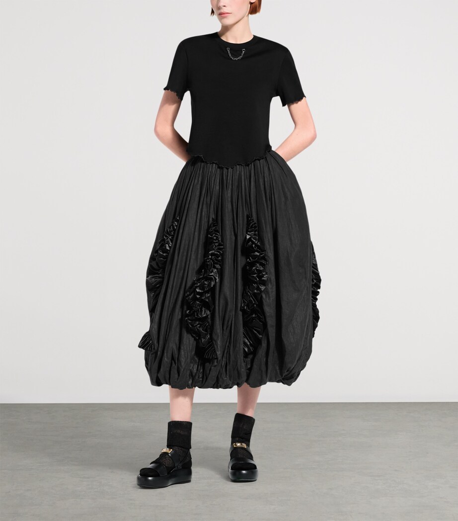 LOUIS VUITTON Womens Ruffle-Trim Balloon Midi Skirt Black Image 2