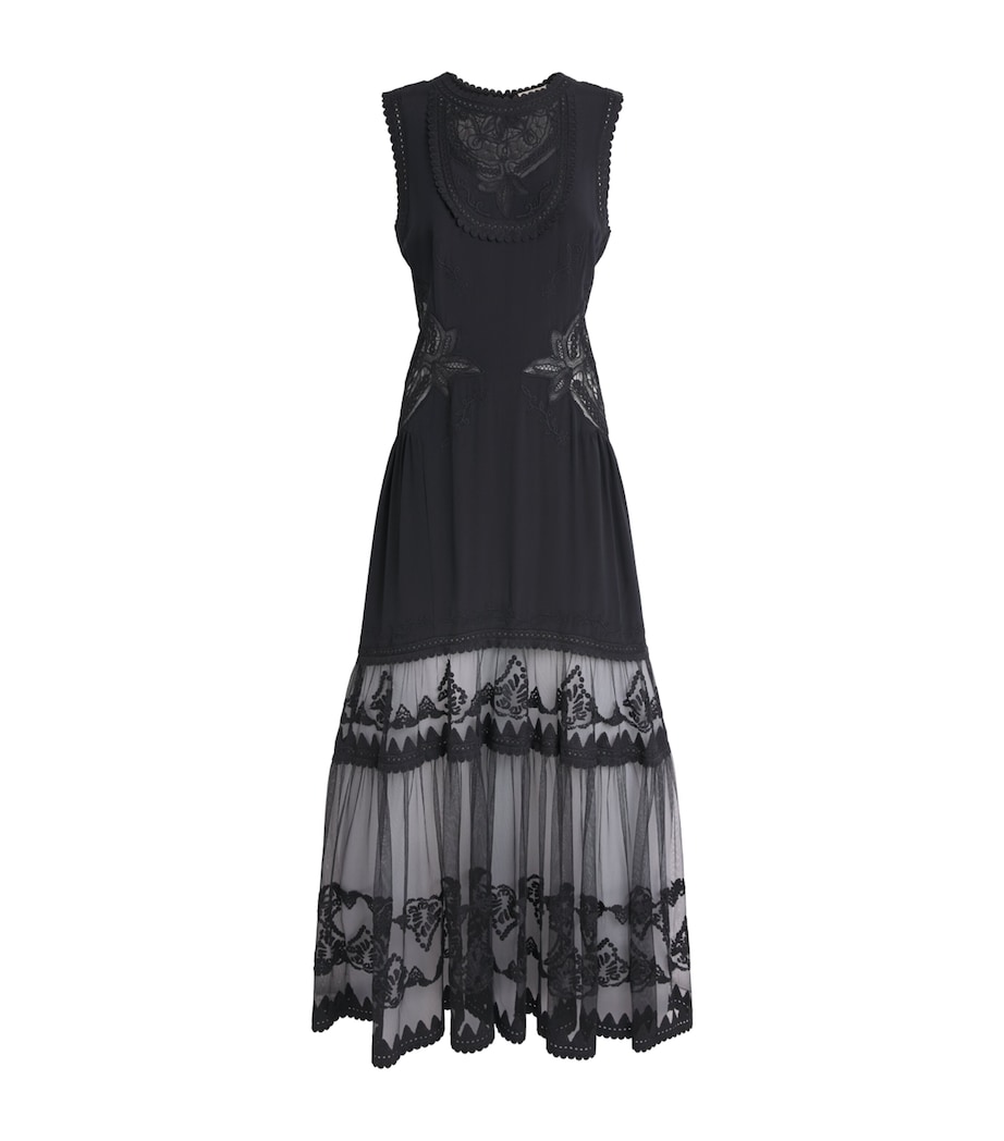 Ulla Johnson Womens Silk Florence Maxi Dress Noir Image 1