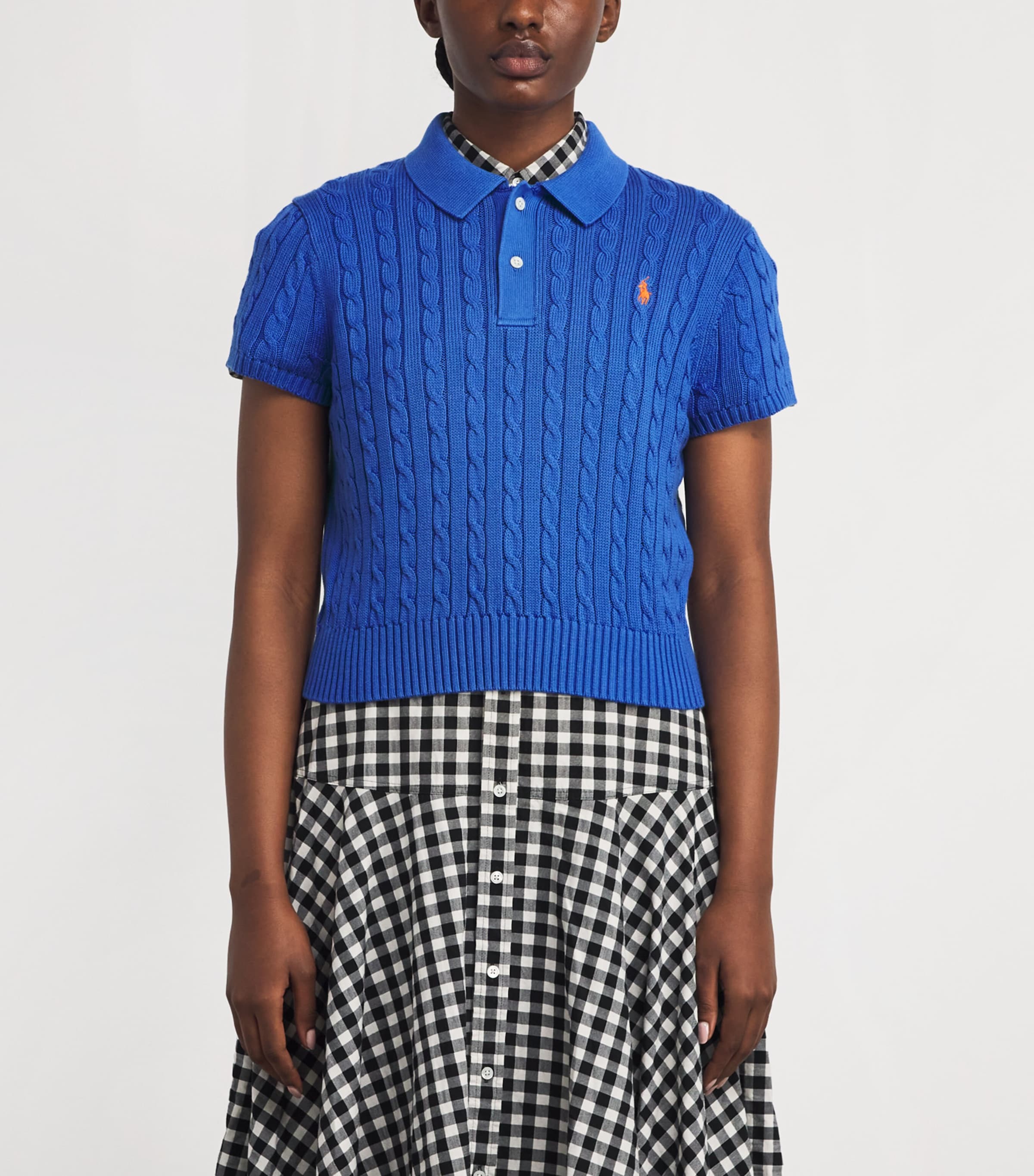 RALPH LAUREN SHORT-SLEEVE POLO KNIT SWEATER STYLE 437