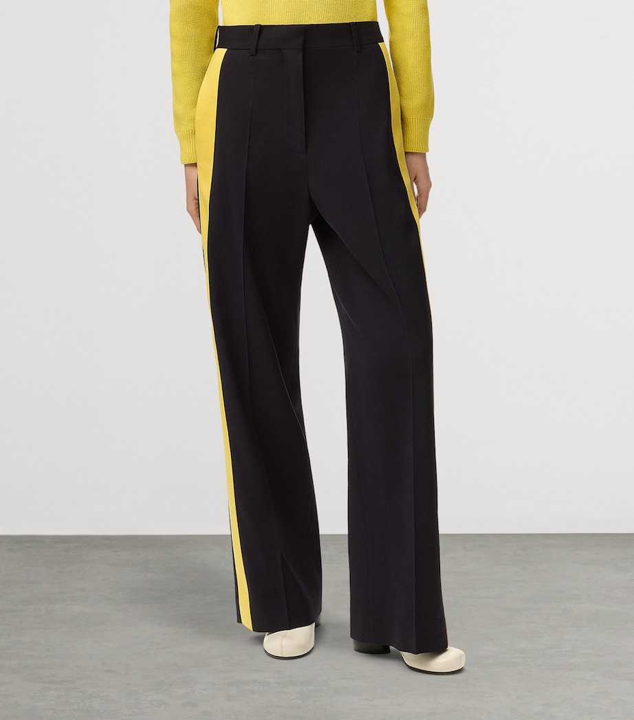 LOEWE Womens Tape-Trim Tailored Trousers Navy/yellow Image 3