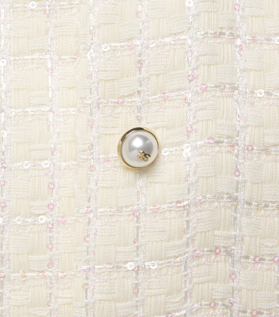 Tweed Pleated Mini Dress ECRU Image 5