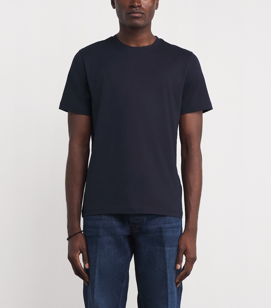 Cotton Crew-Neck T-Shirt 01 BLUE NAVY Image 3