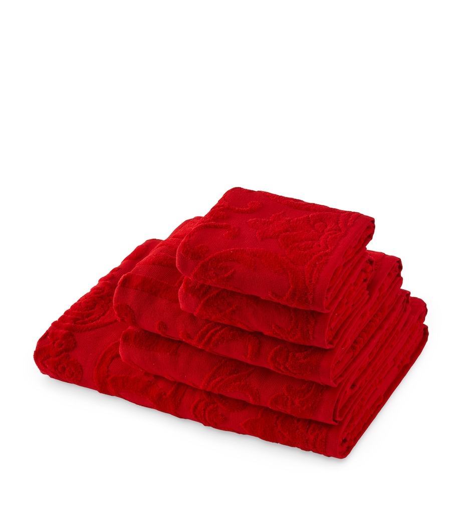Set of 5 Cotton Jacquard Bath Towels U0019 ROSSO Image 1