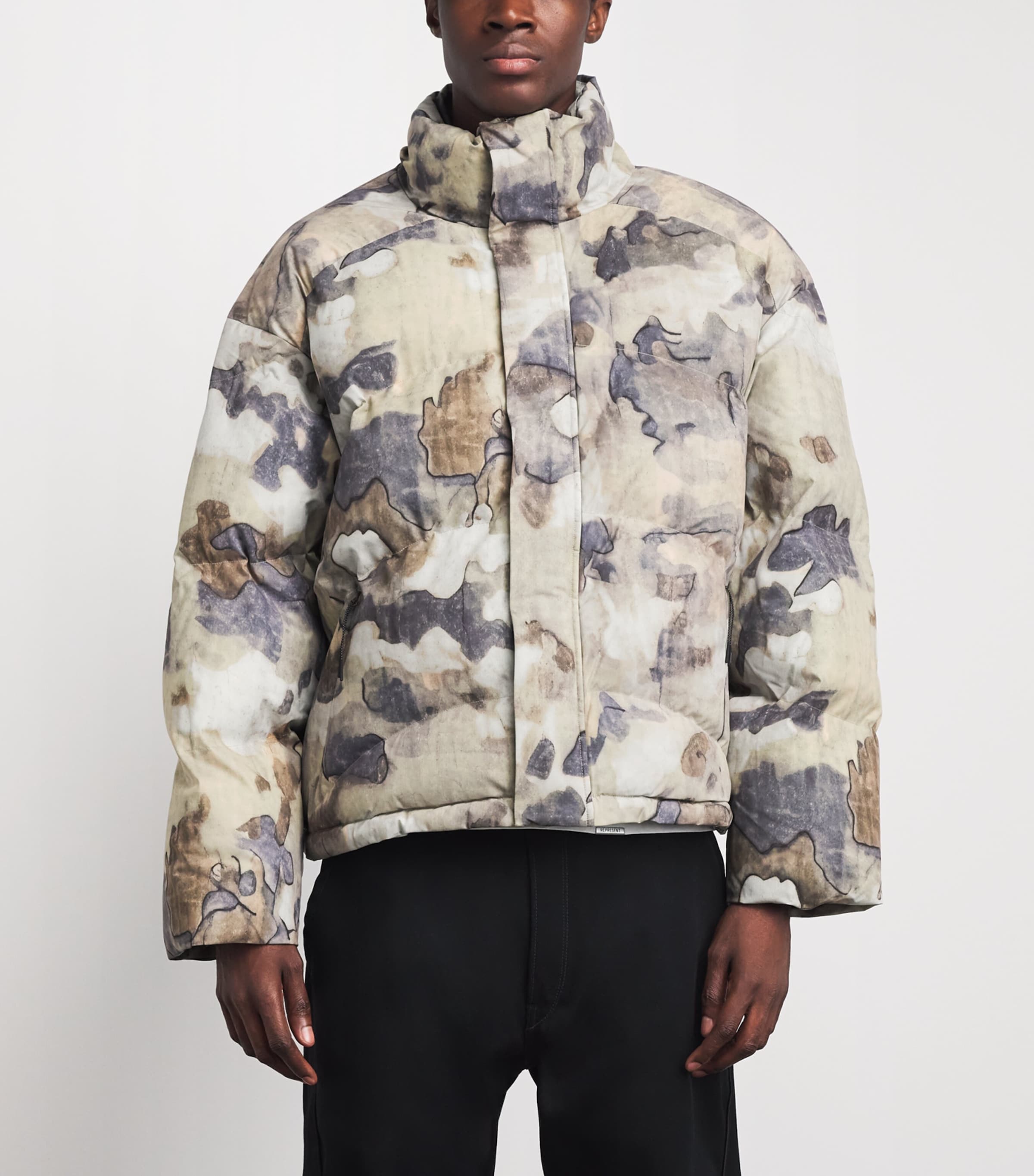 Represent Mens Down Camo Riot Puffer Jacket Riot Camo Image 4