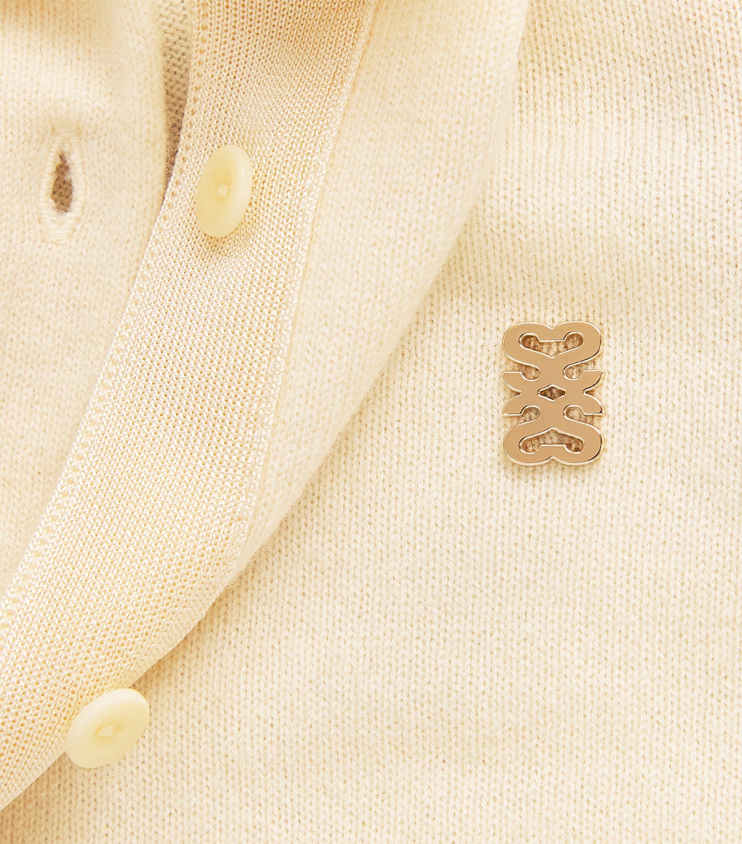 Sandro Paris Womens Wool-Cashmere Polo Cardigan Vanilla Image 6