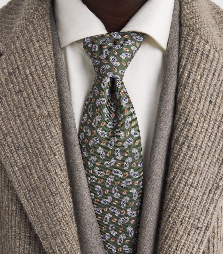 Silk Paisley Tie DARK GREEN Image 3