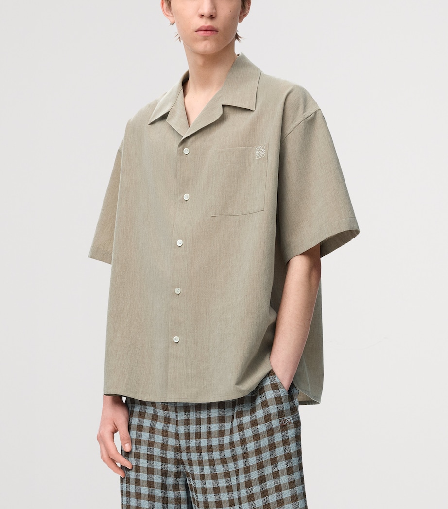 LOEWE Mens Wool-Blend Anagram Shirt Beige Image 3