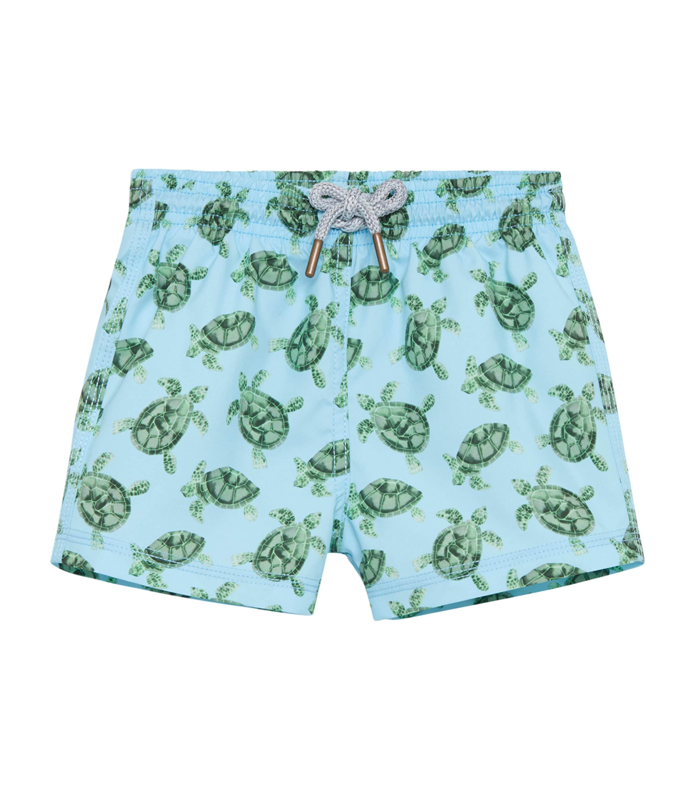 Trotters Daddy & Me Turtle Swim Shorts (3-24 Months) Blue/turtle Image 1