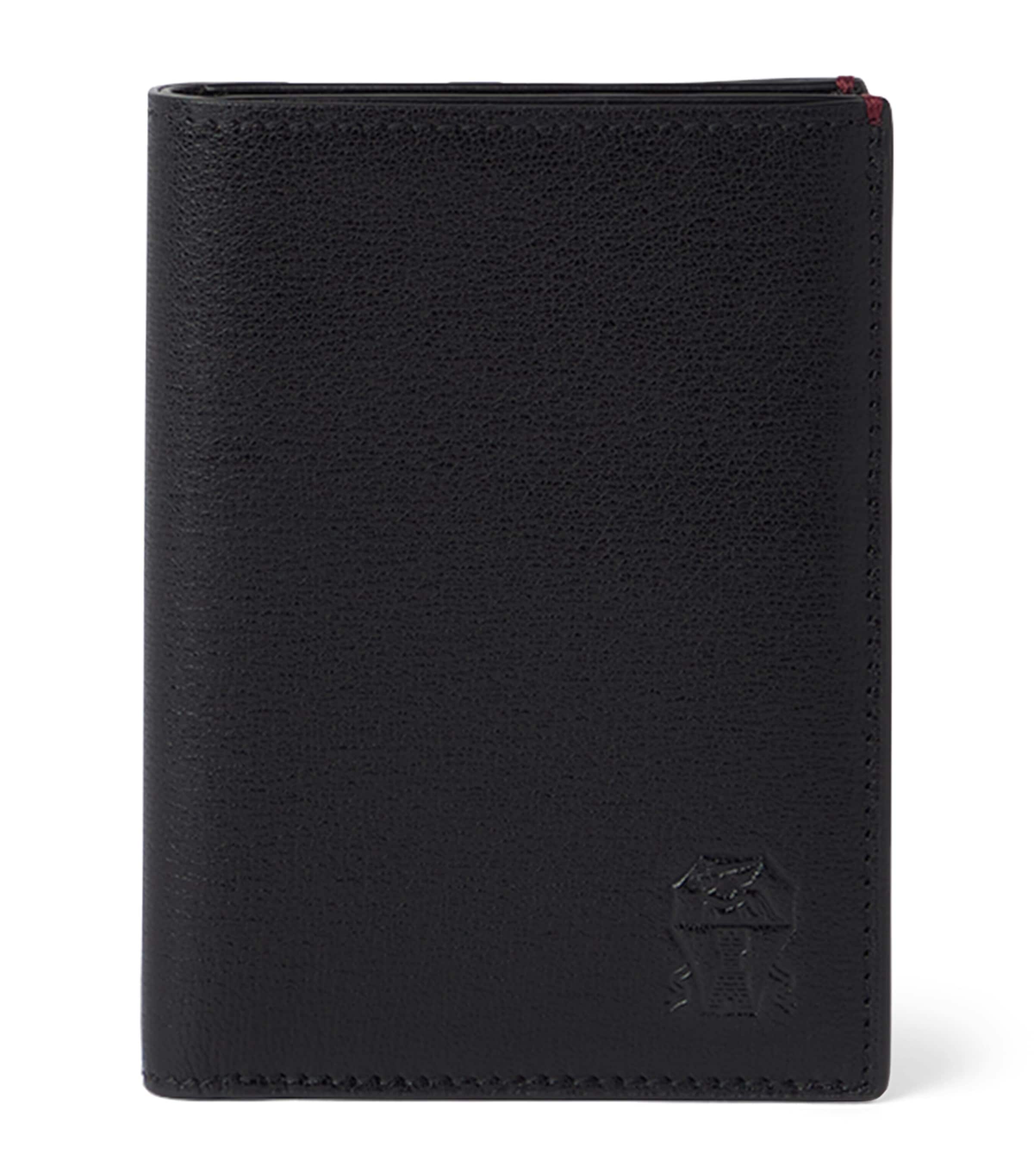 Brunello Cucinelli Calfskin Capretta Passport Holder In Black