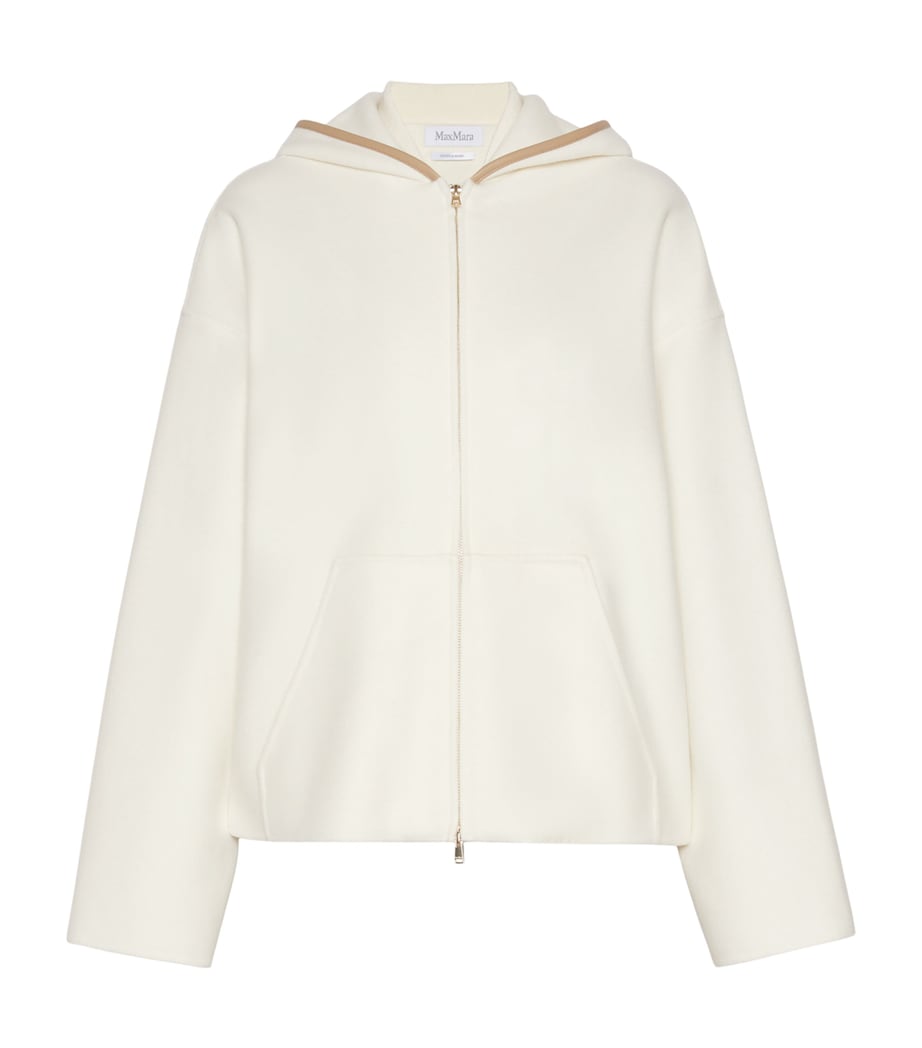 Max Mara Womens Virgin Wool-Blend Zip-Up Hoodie White Image 1