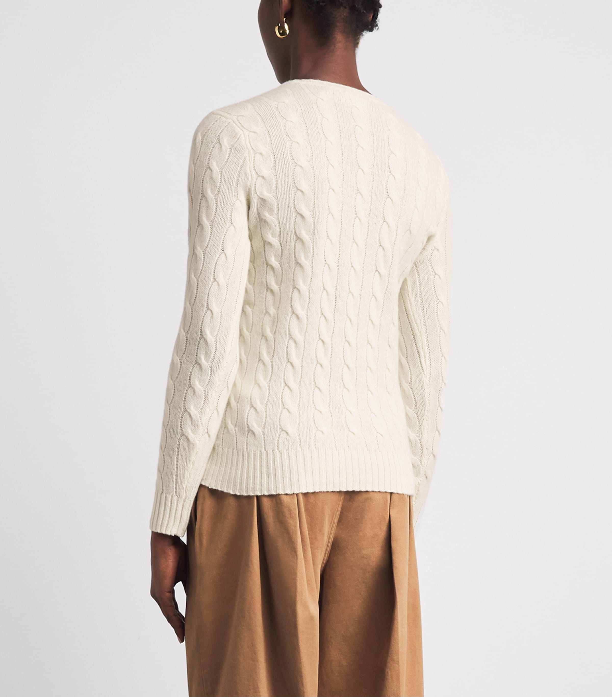 Polo Ralph Lauren Womens Wool-Cashmere Cable-Knit Kimberly Sweater Cream Image 5