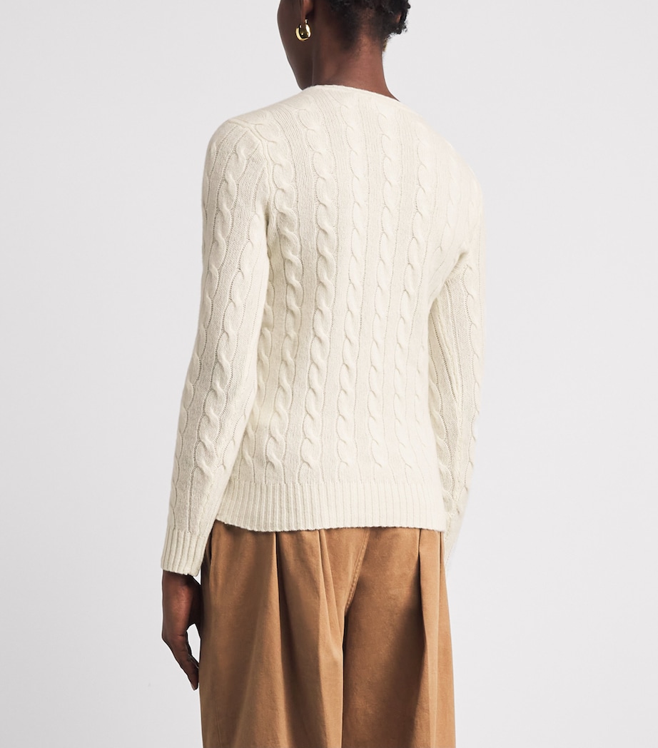 Polo Ralph Lauren Womens Wool-Cashmere Cable-Knit Kimberly Sweater Cream Image 5