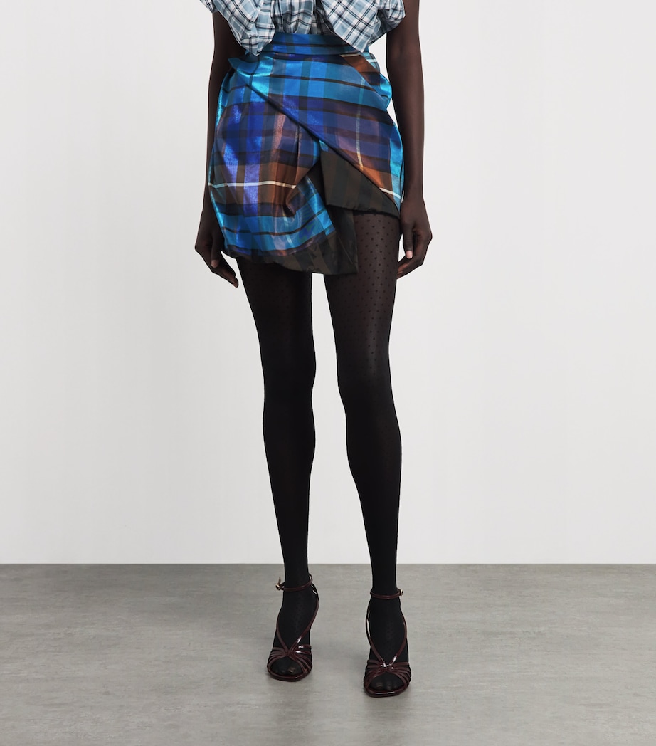 Vivienne Westwood Womens Tartan Zora Mini Skirt Shny Blue/brown Image 4