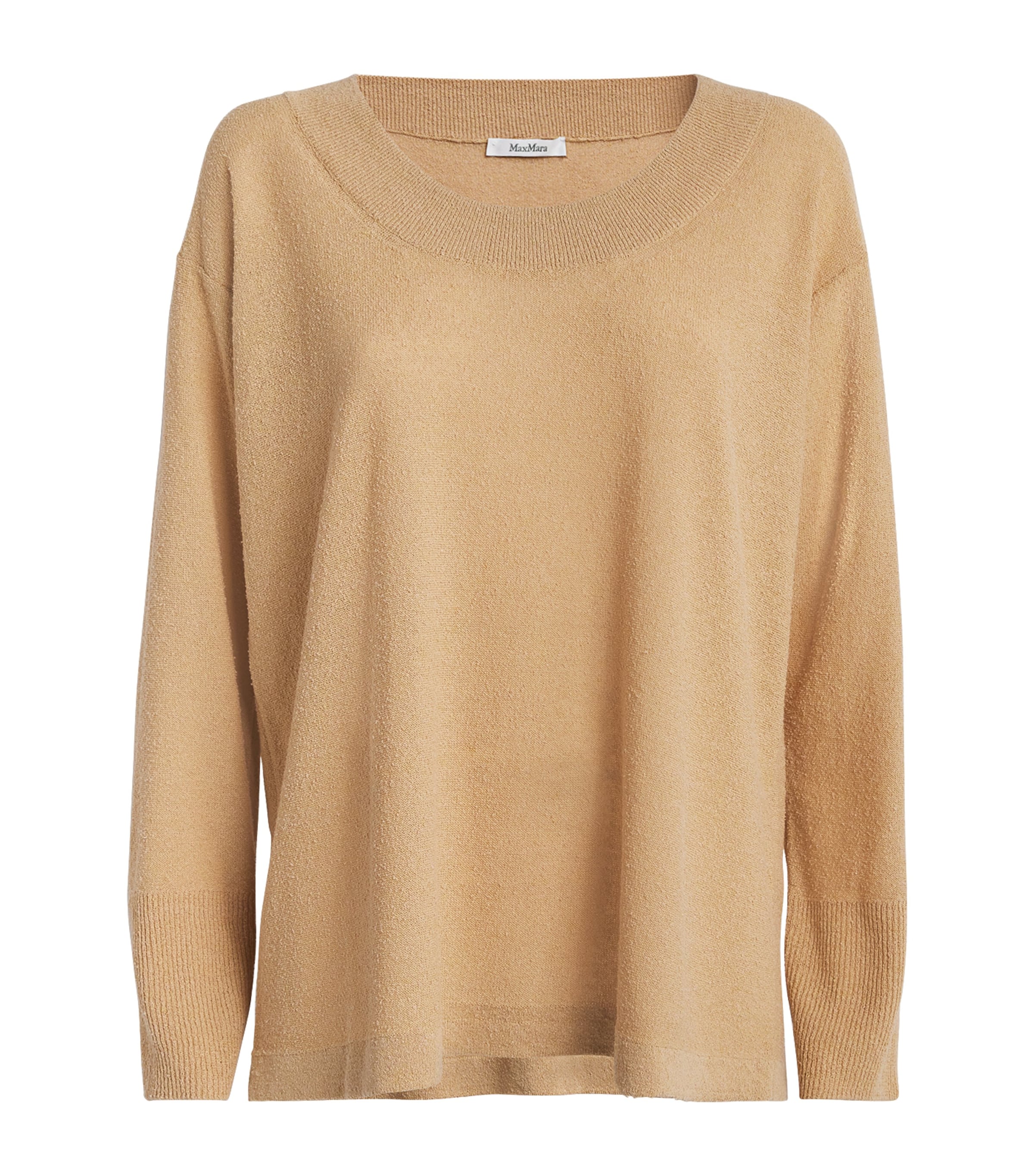 Max Mara Silk And Linen-blend Long-sleeve Sweater In Gold