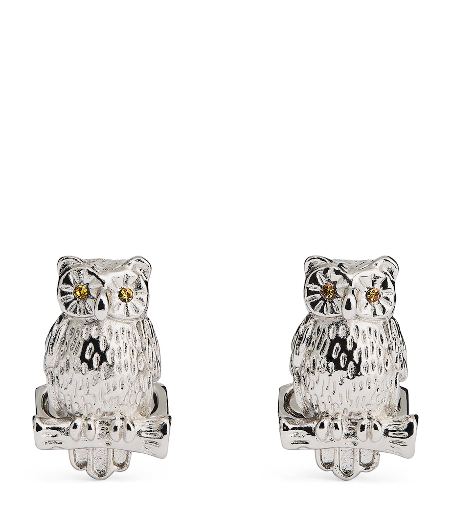 Swarovski Crystal-Detail Thompson Owl Cufflinks ORANGE Image 1