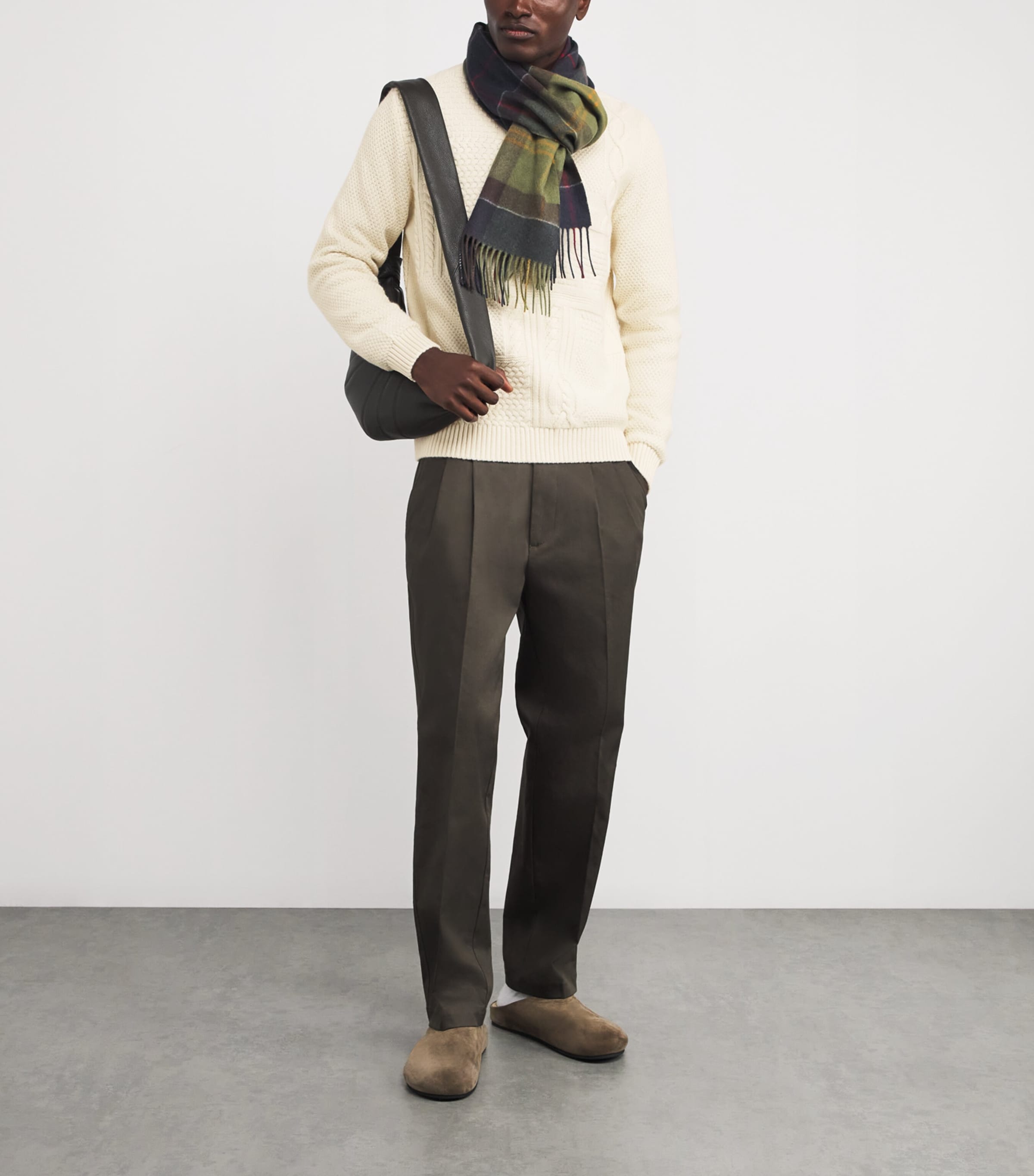 Wool-Cotton Cable-Knit Casey Sweater WHISPER WHITE Image 2