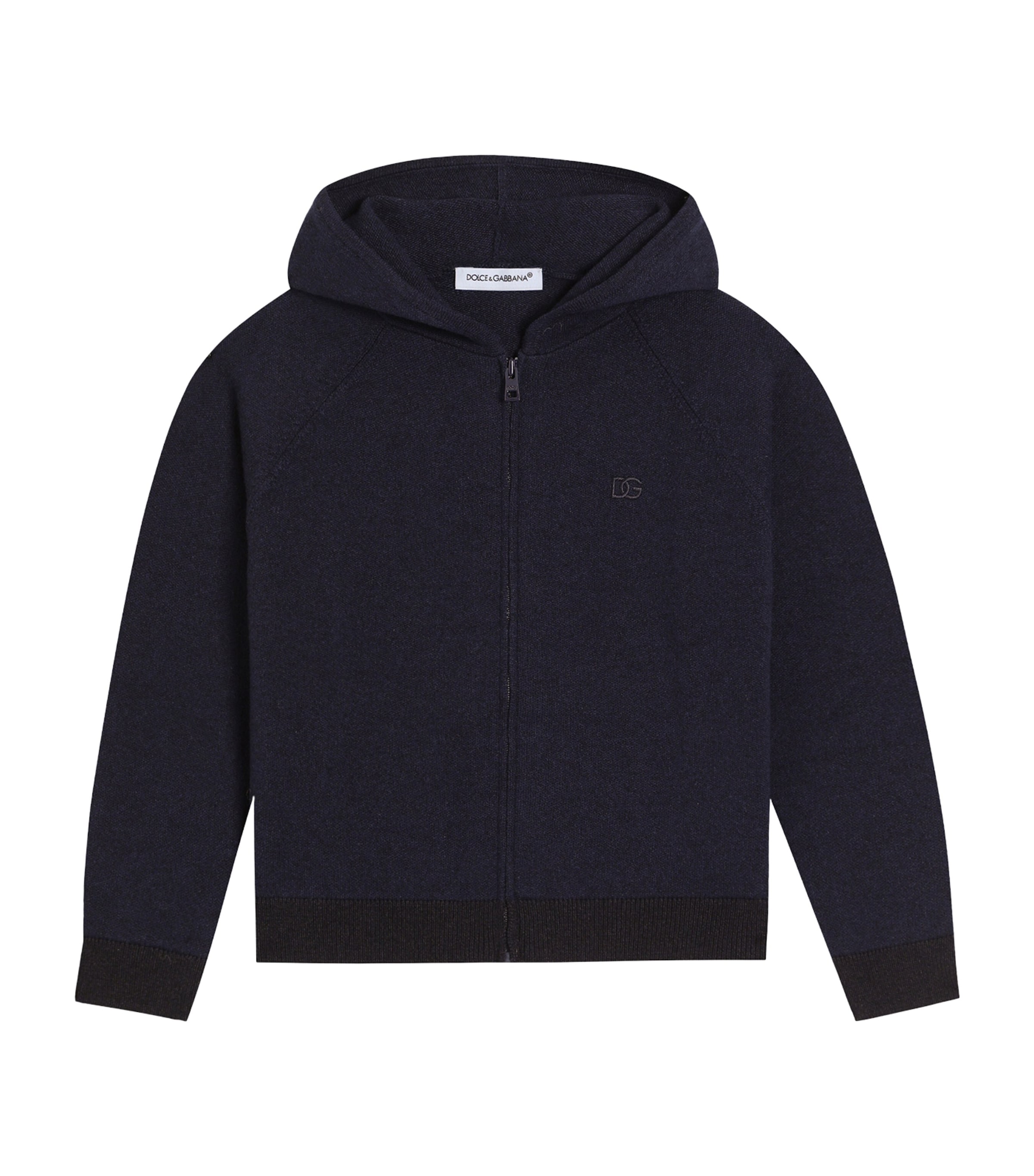 Wool-Cashmere DG Millennials Zip-Up Hoodie (8-12 Years) B3895-NAVY BLUE Image 1
