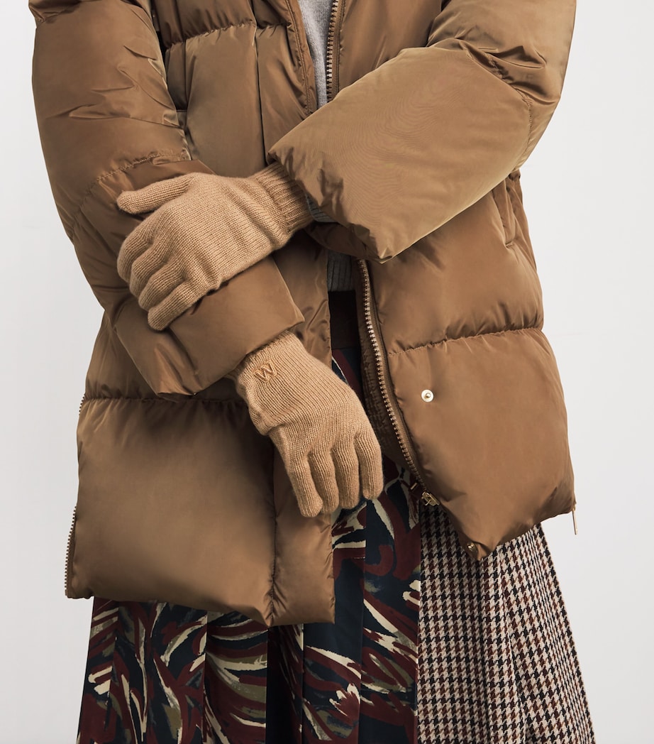 Cashmere Monogram Gloves CAMEL Image 2