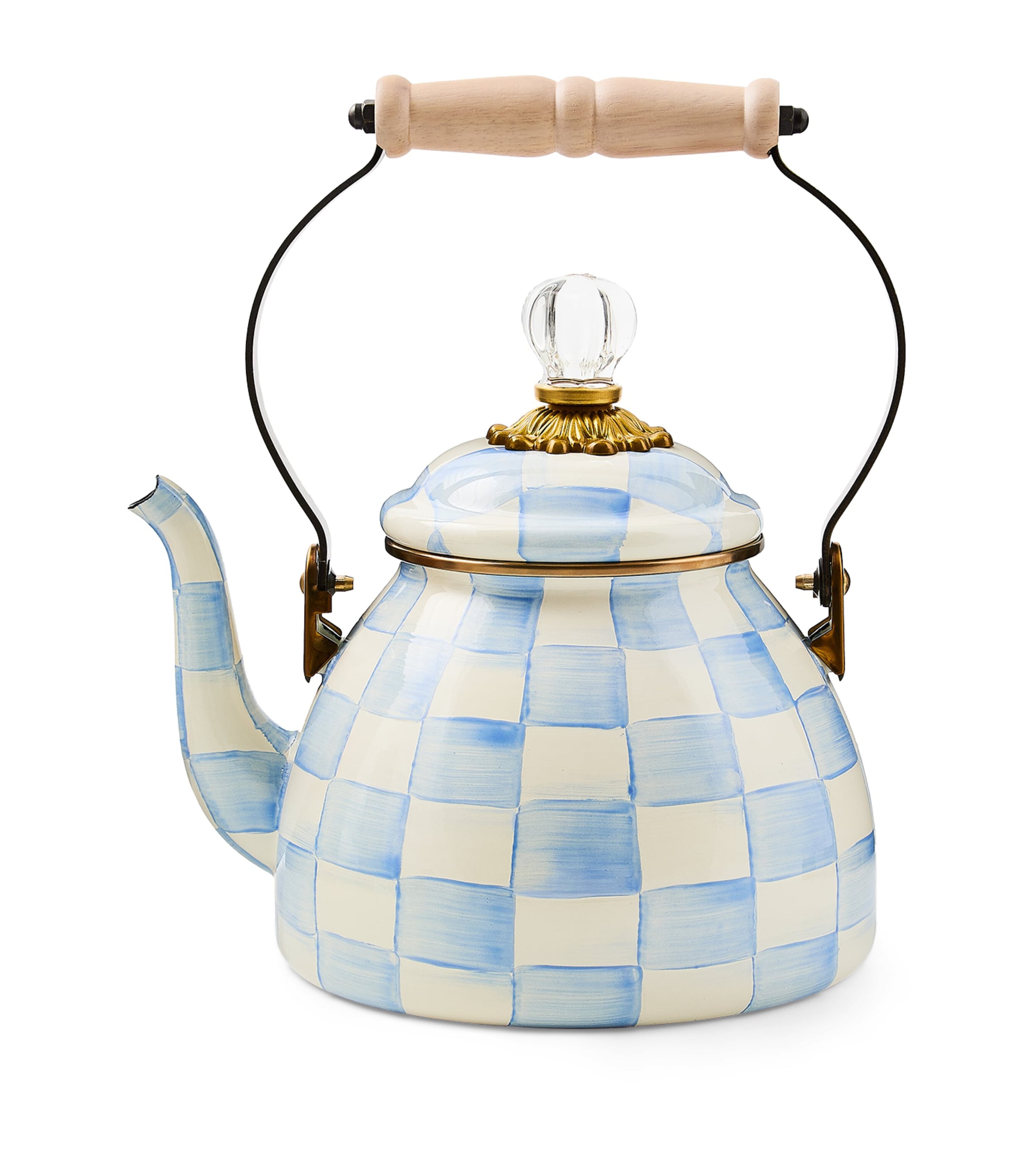 MacKenzie-Childs Sky Check 2-Quart Tea Kettle (2.3L) Blue Image 1