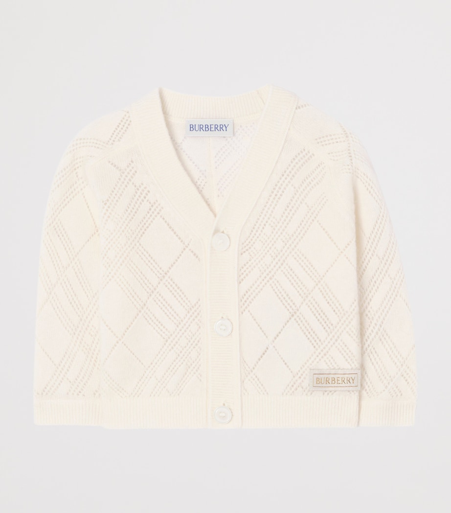 Burberry Kids Cashmere Check Cardigan and Trouser Set (1-18 Months) Ivory Image 2