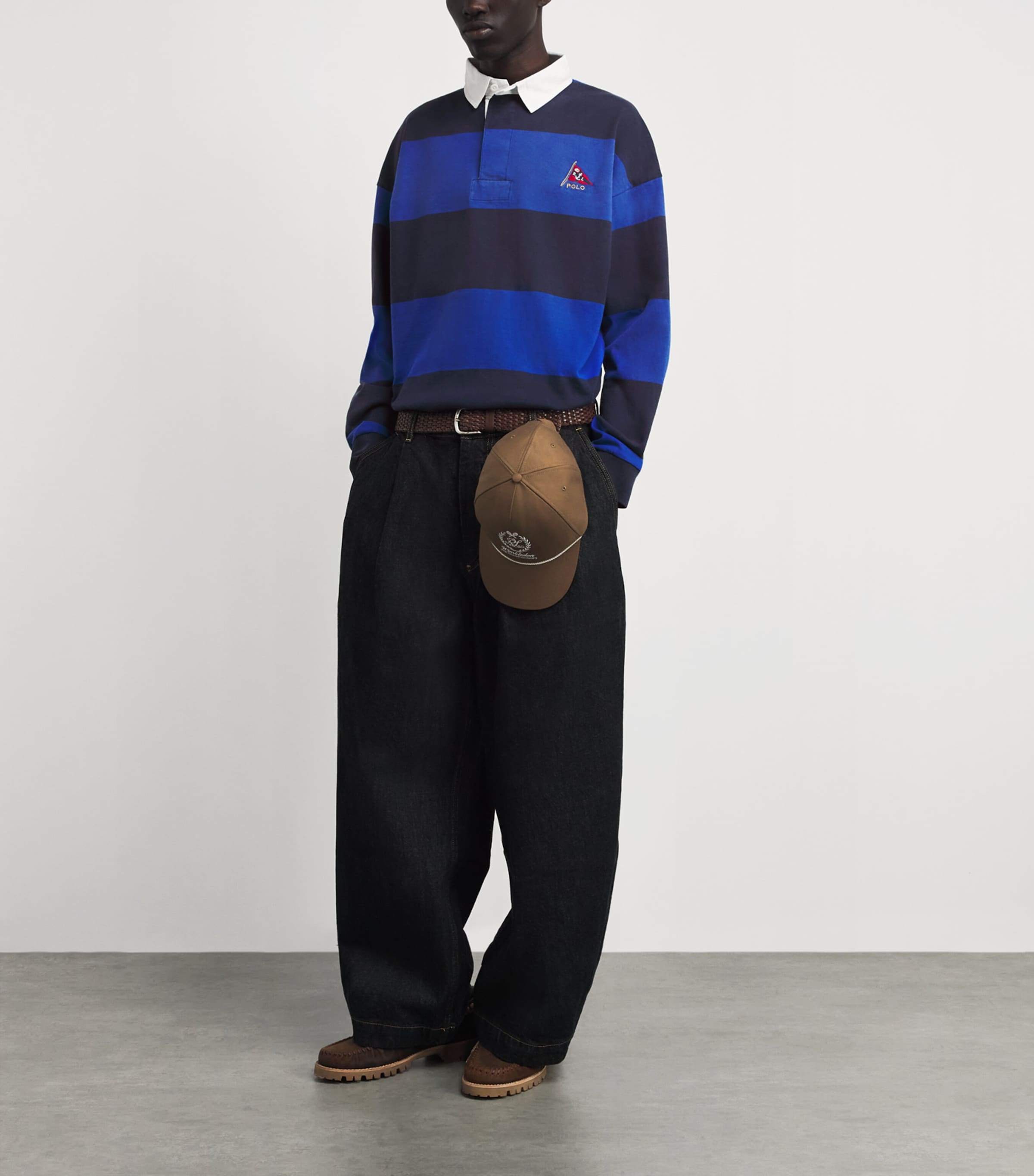 Polo Ralph Lauren Mens Cotton Stripe Rugby Shirt Cruise Ryl/nport Nvy Image 2