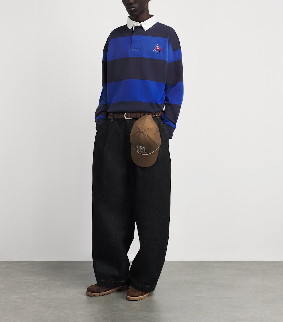 Polo Ralph Lauren Mens Cotton Stripe Rugby Shirt Cruise Ryl/nport Nvy Image 2