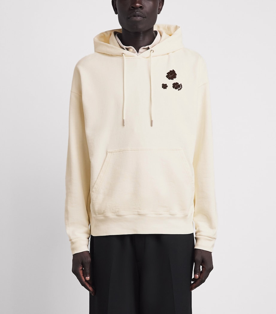 Sandro Paris Mens Oversized Flocked Floral Hoodie Ecru Image 4