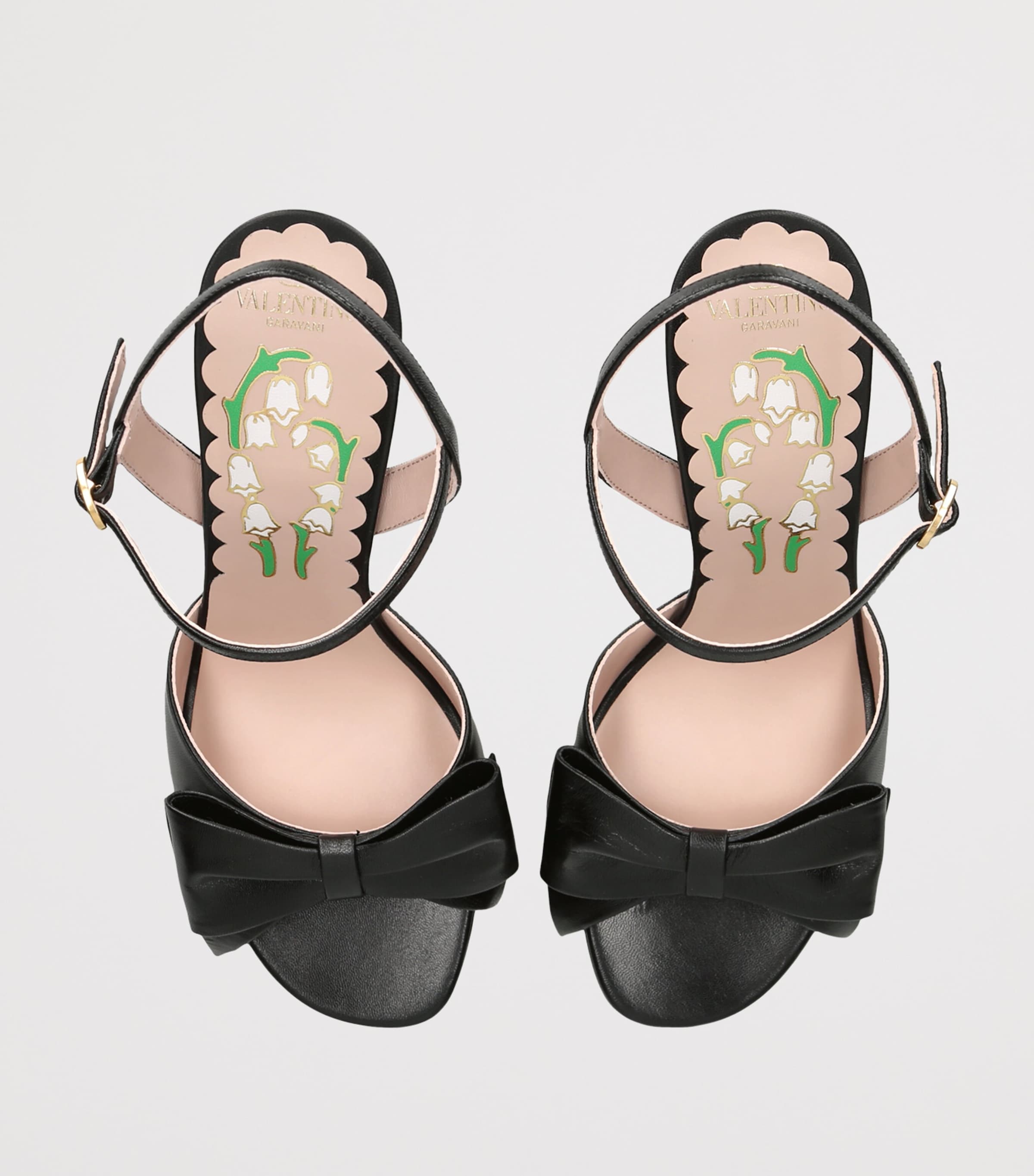 Valentino Garavani Leather Bow-Detail Bowow Platform Sandals 130 Black Image 4