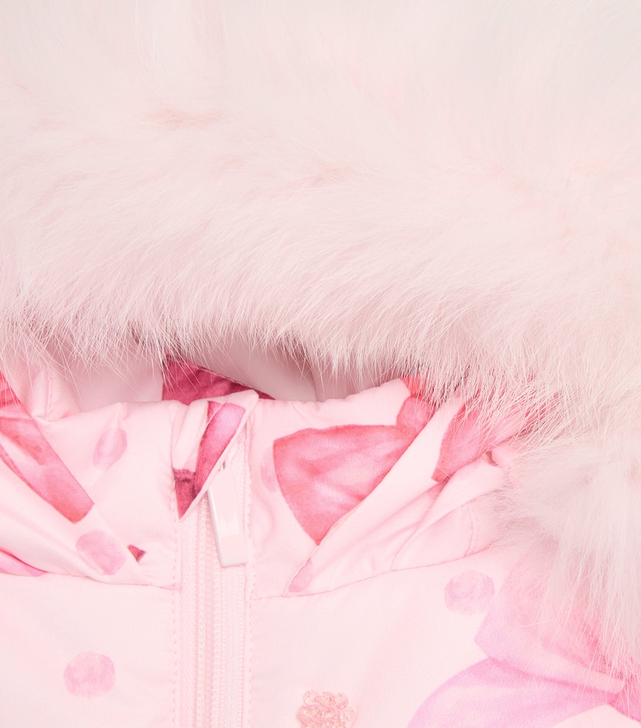 Fox Fur-Trim Printed Padded Coat (3-24 Months) ROSA Image 3
