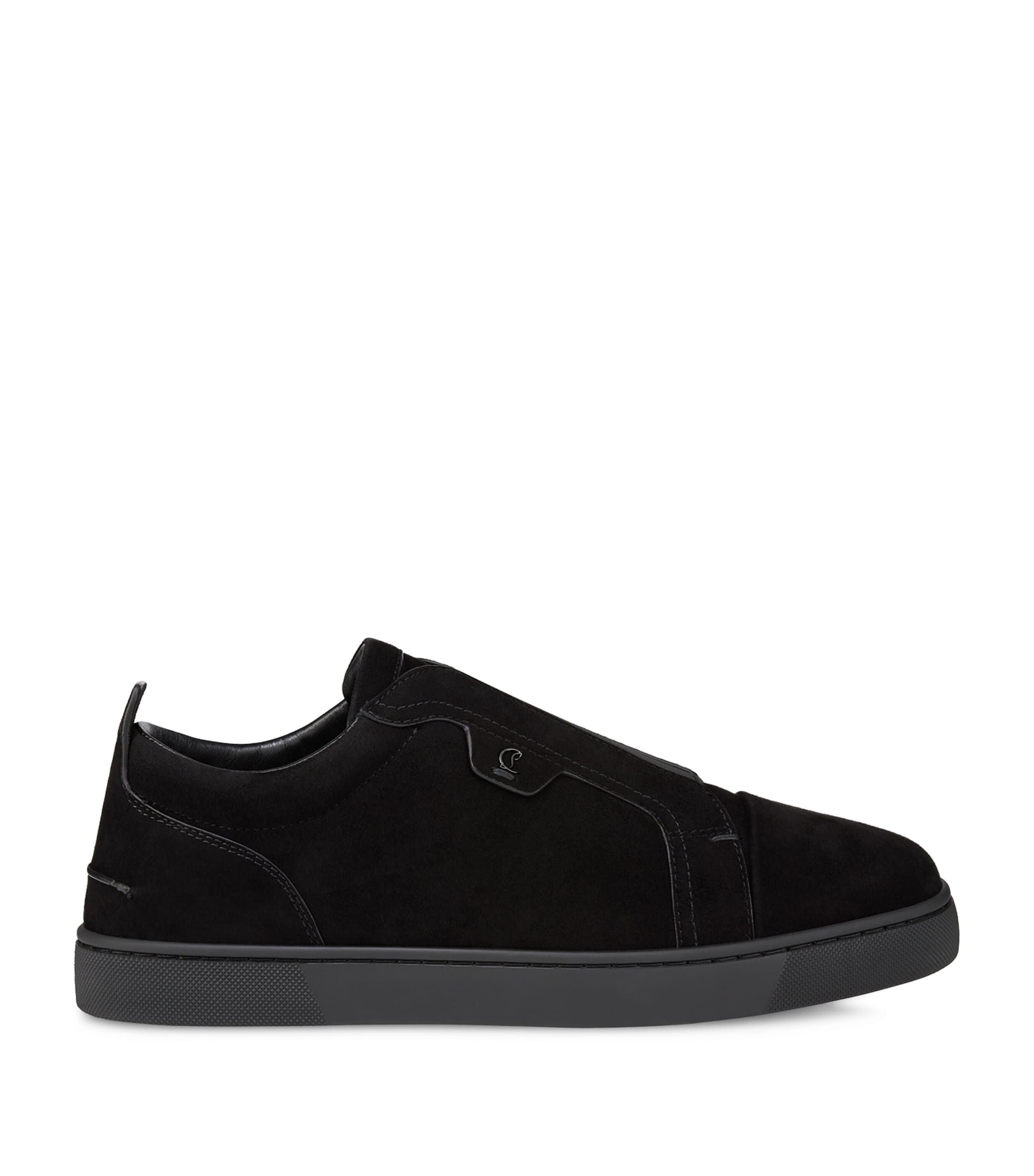 Christian Louboutin St. Louis Suede Slip-on Sneakers In Black