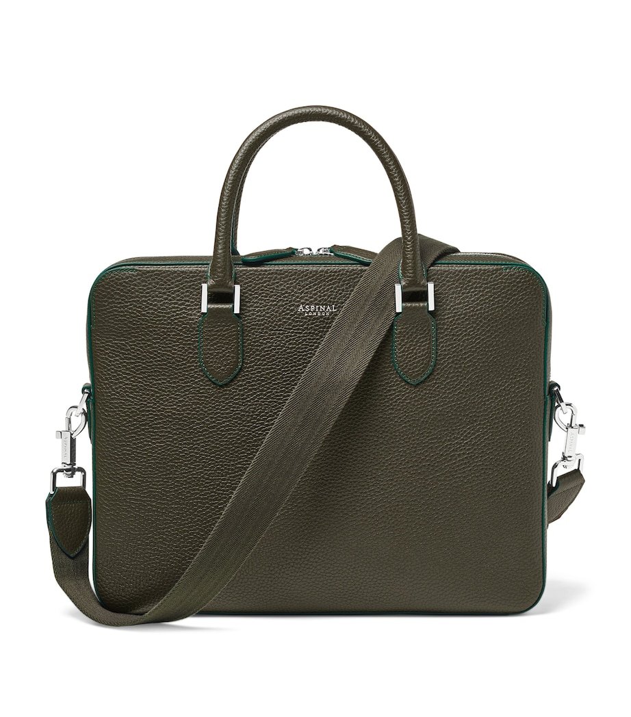 Leather Mount Street Briefcase Bag FORESTGREEN Image 1