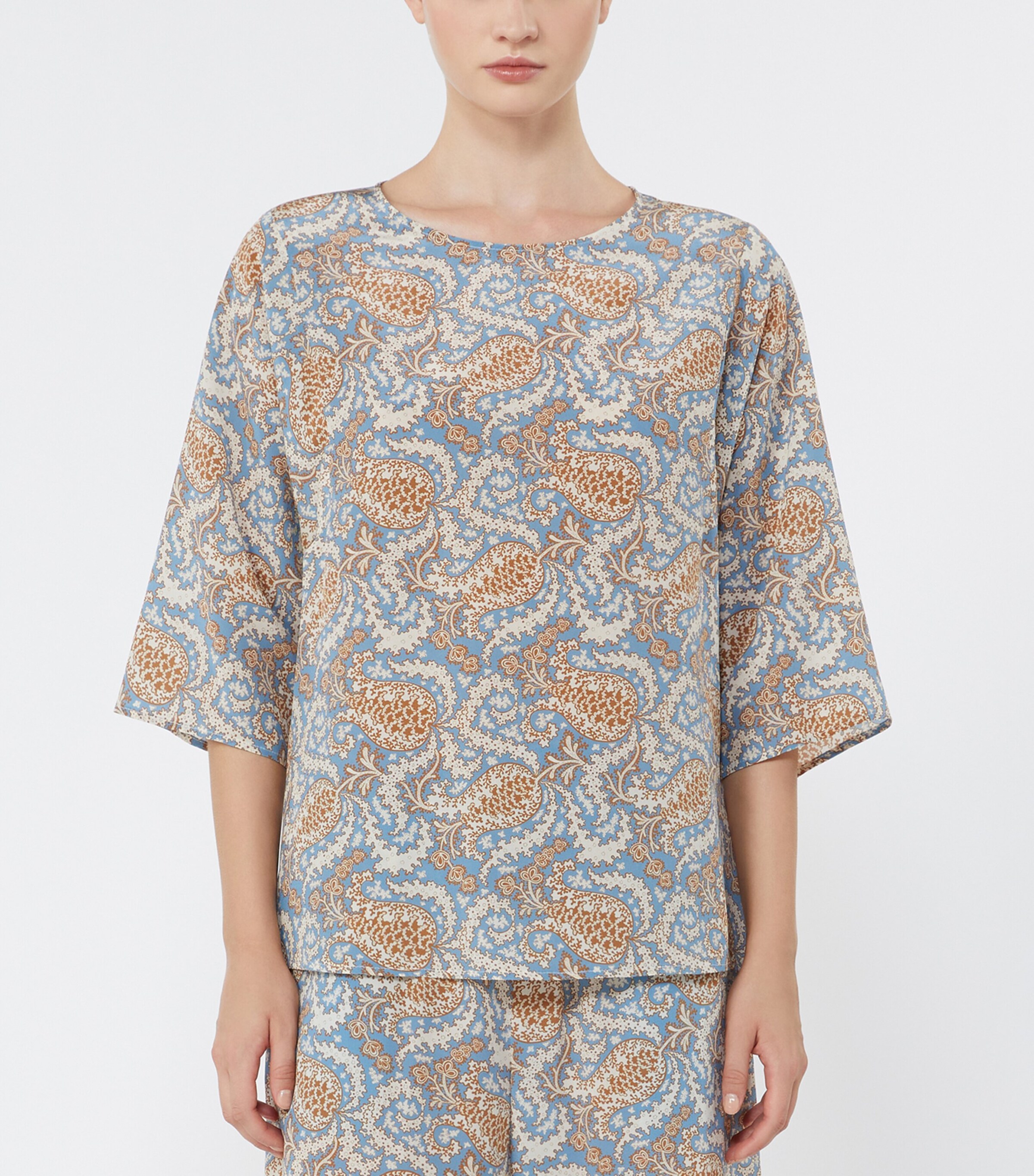 Weekend Max Mara Womens Silk Paisley Blouse Light Blue Image 3