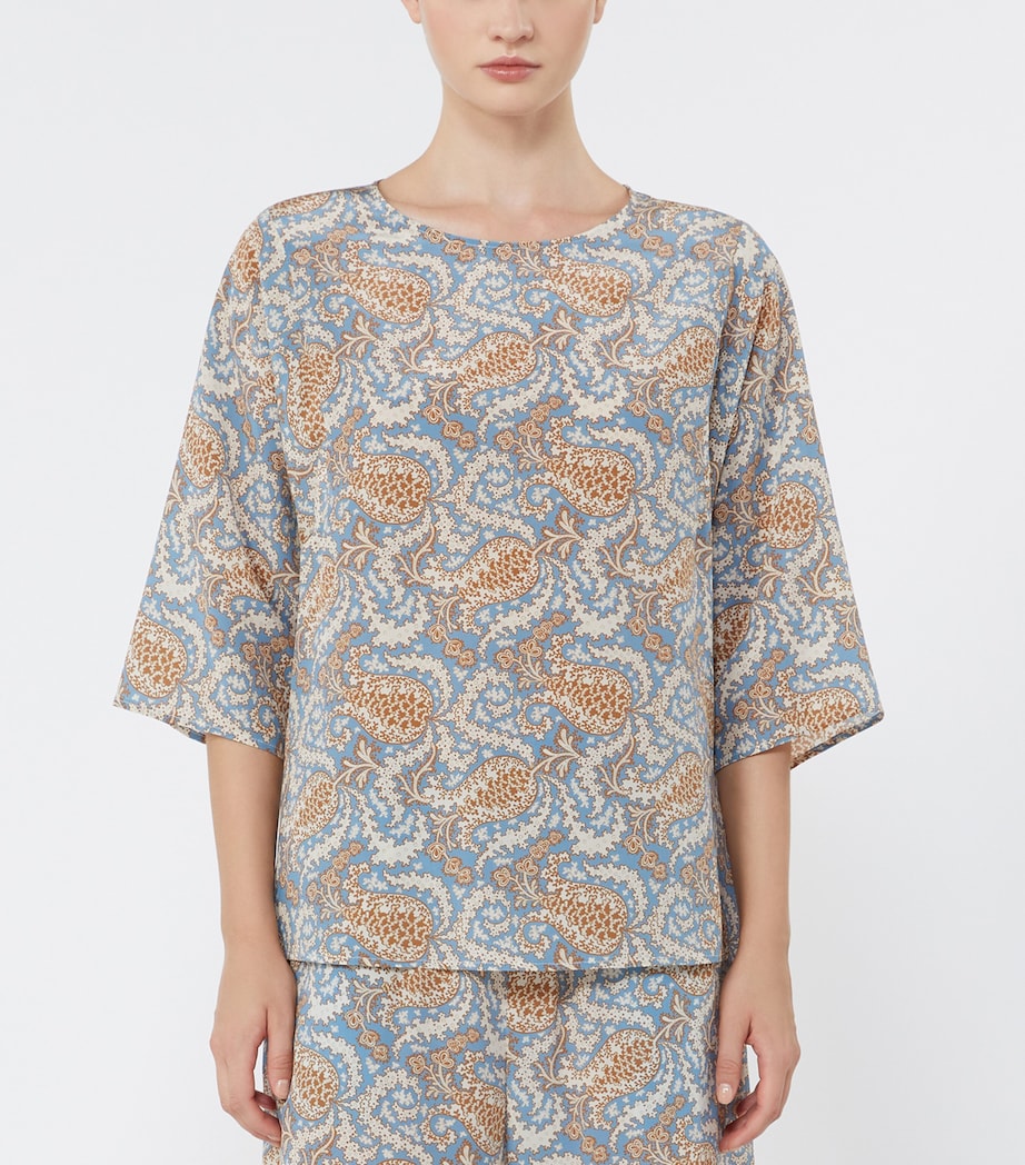 Weekend Max Mara Womens Silk Paisley Blouse Light Blue Image 3