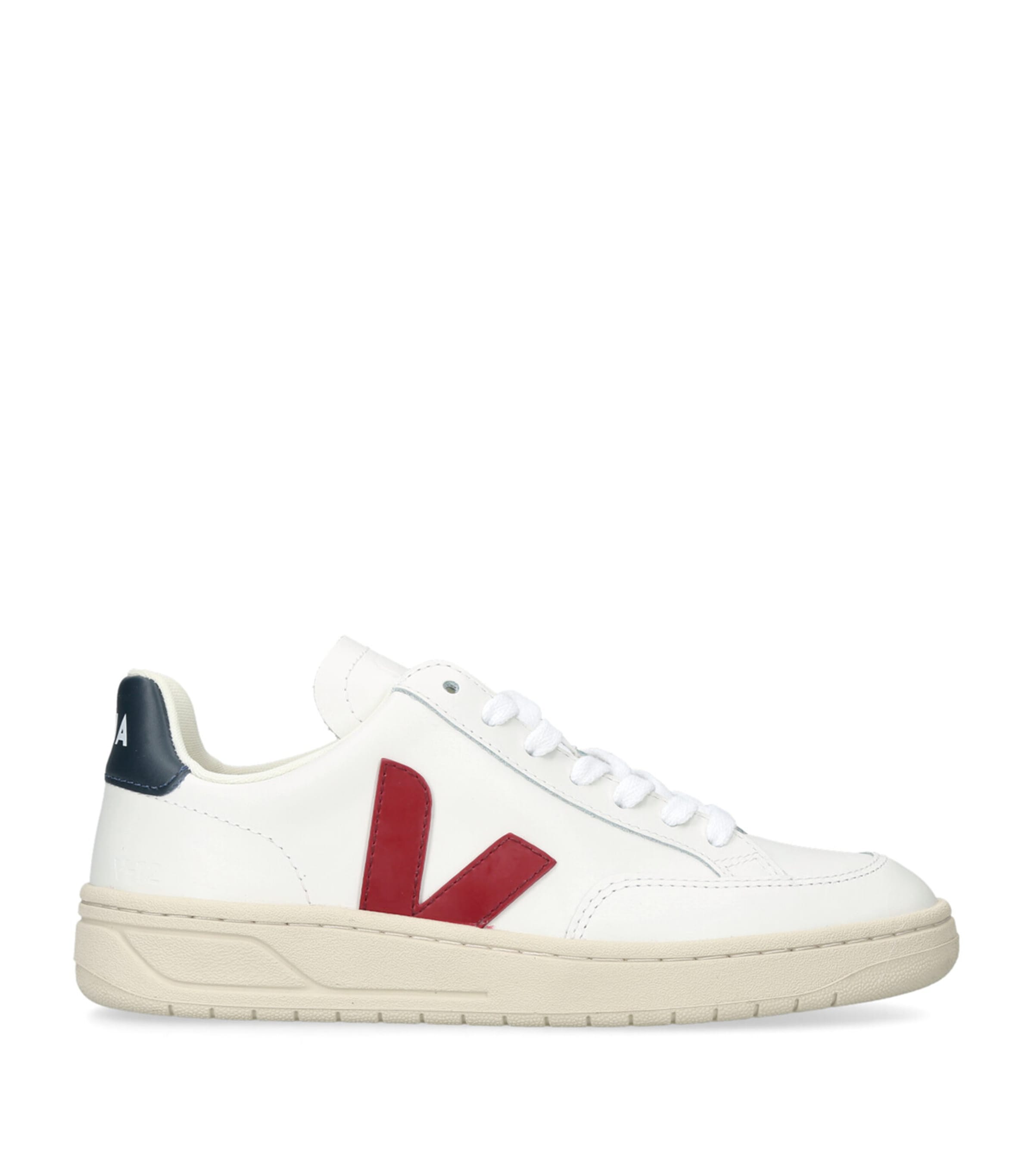 Shop Veja Leather V-12 Sneakers In White