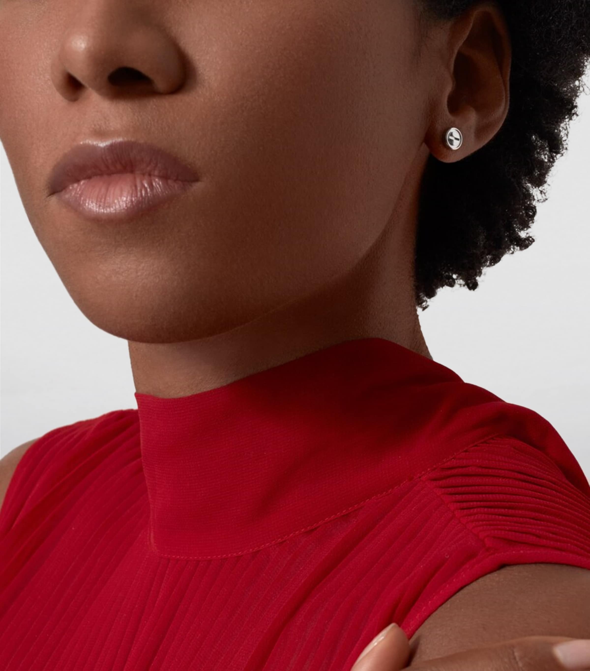 White Gold LOVE Stud Earrings WHITE GOLD Image 3