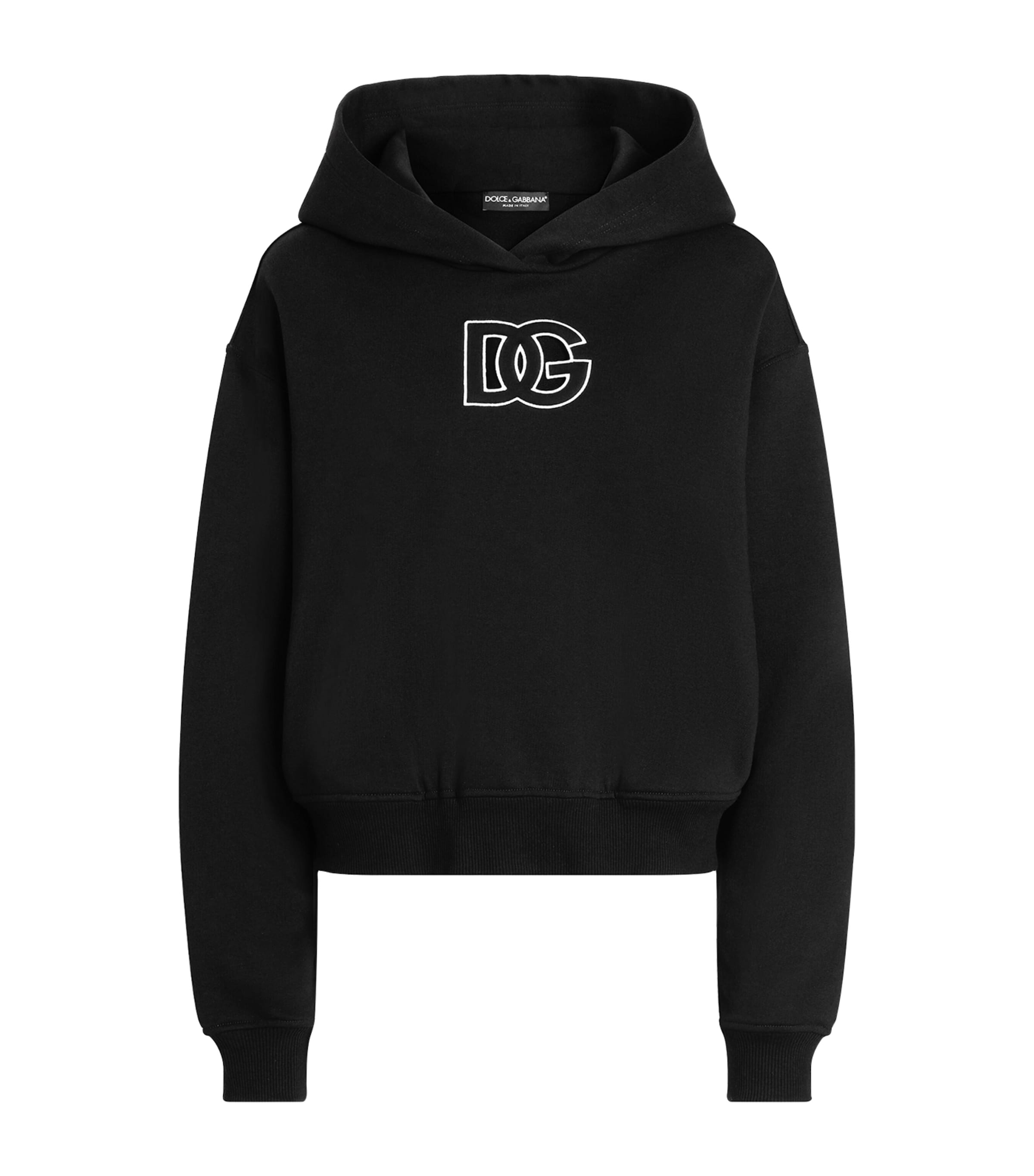 Dolce & Gabbana Cotton Sweatshirt With Dg Embroidery In Black