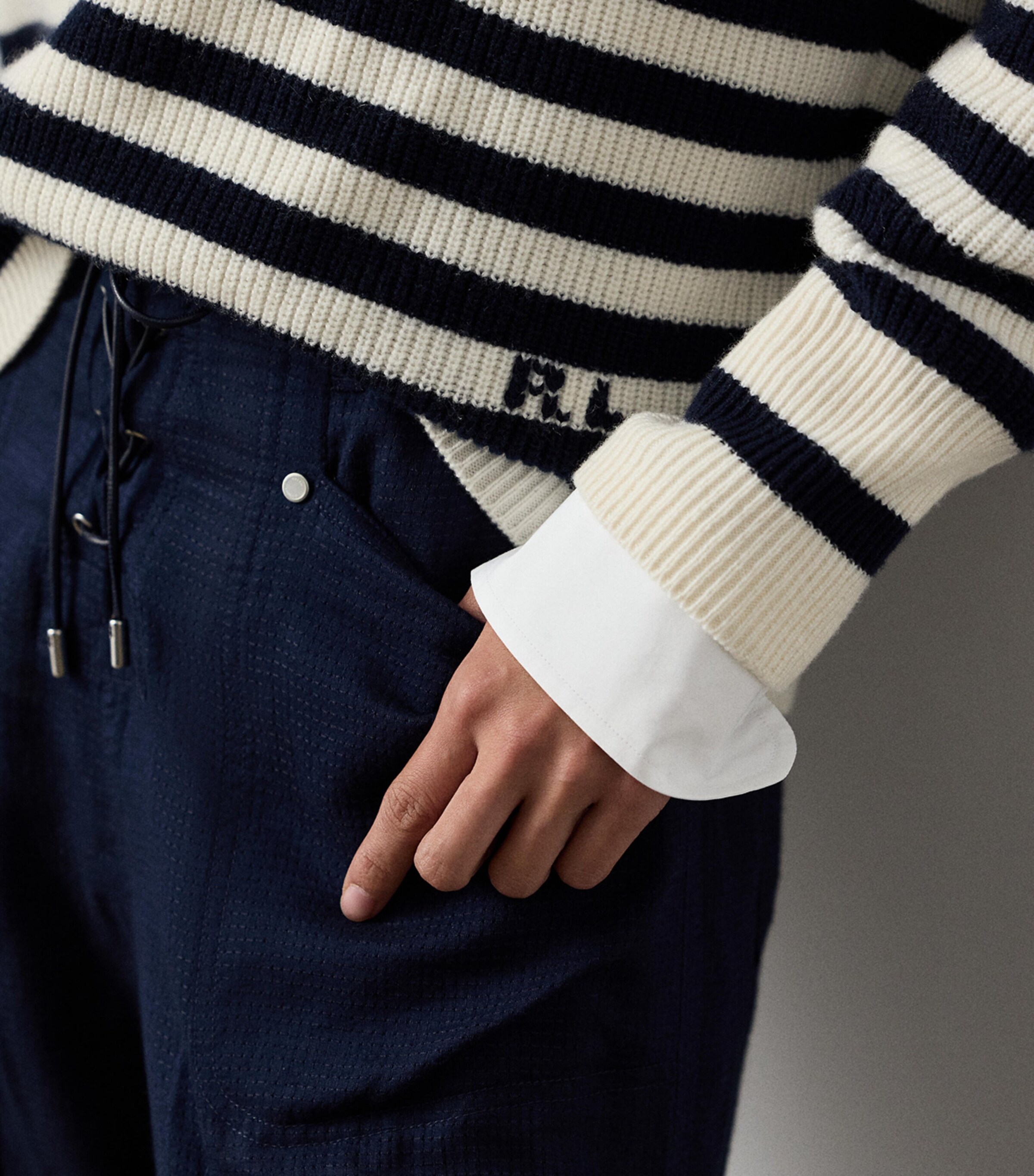Ralph Lauren Collection Womens Cashmere Stripe Polo Sweater Natural Image 5