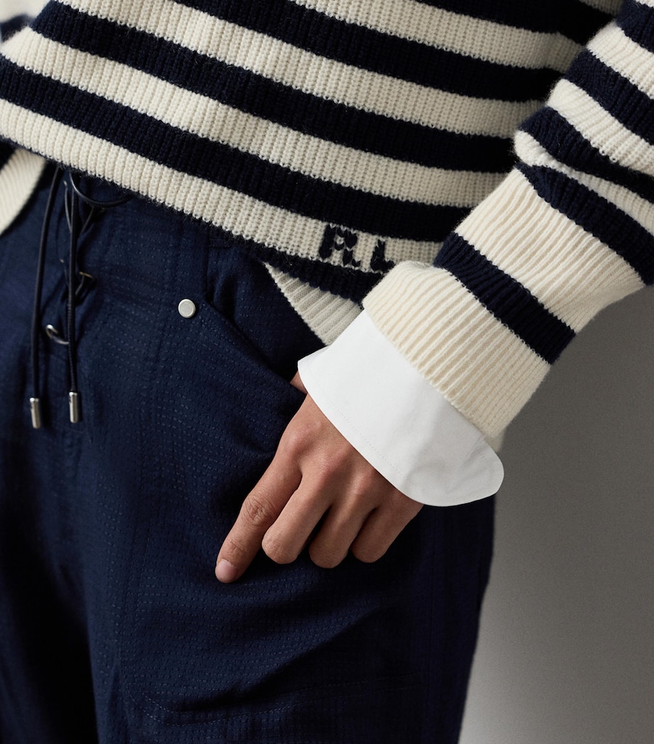 Ralph Lauren Collection Womens Cashmere Stripe Polo Sweater Natural Image 5