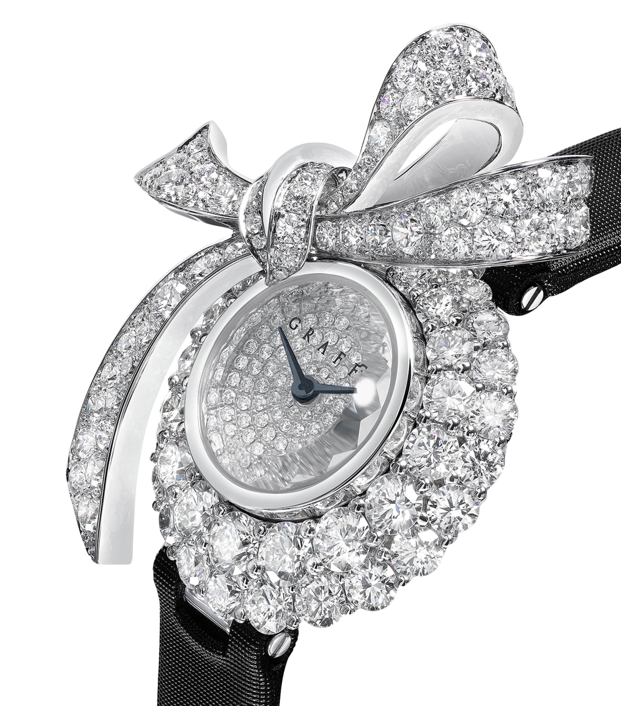 White Gold and Diamond Tilda's Bow Watch 22.5mm BLACK Image 2