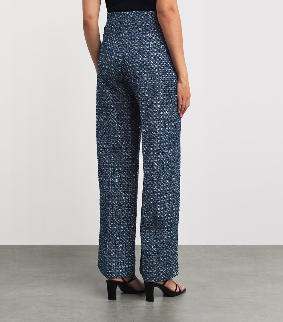 Sandro Paris Womens Sequinned Tailored Trousers Navy Blue Image 5