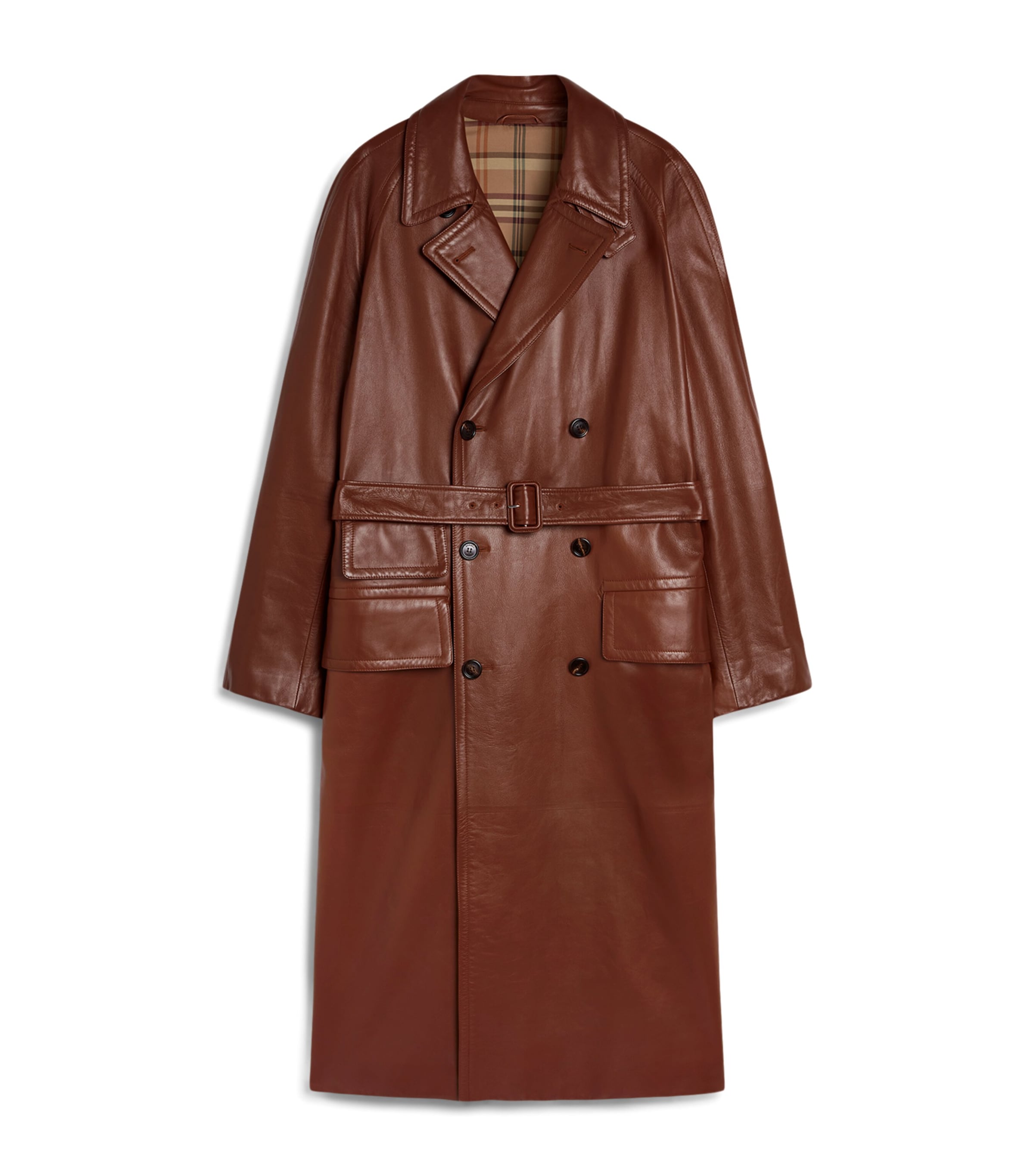 Dunhill Leather Archive Double-breasted Trench Coat In Brown