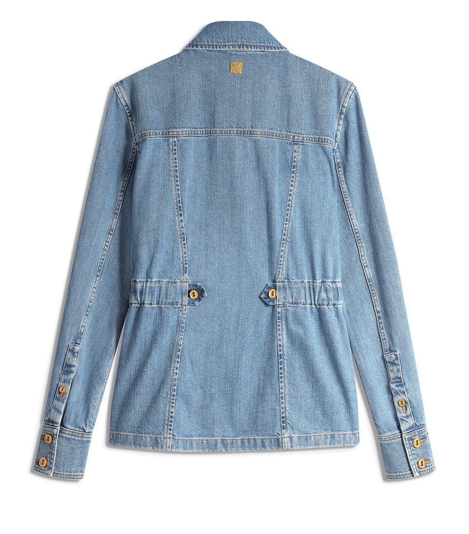 Schiaparelli Womens Denim Smocked Safari Shirt Blue Image 6