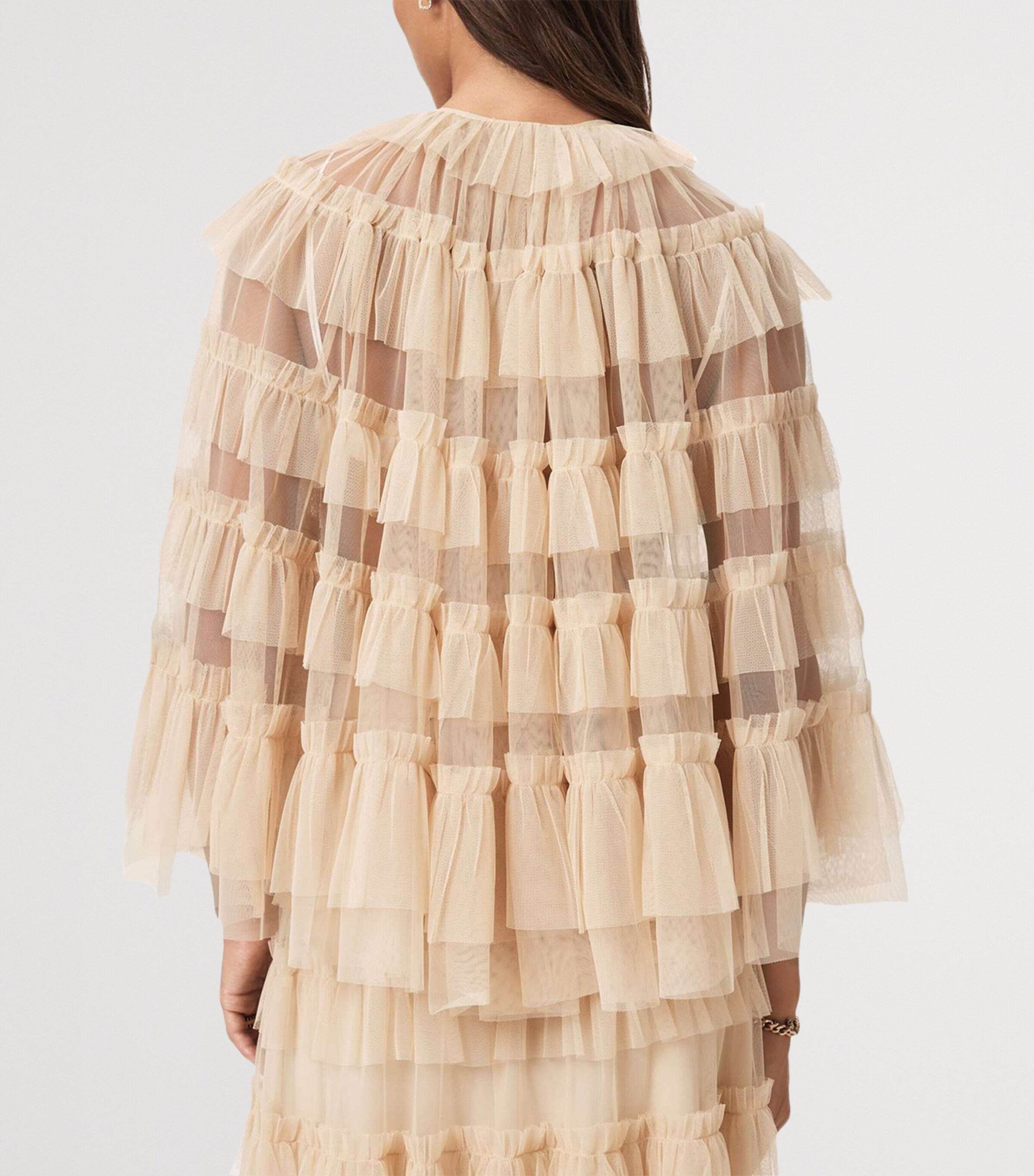 AllSaints Womens Tulle Ruffled Aude Cape Top Blush Pink Image 6