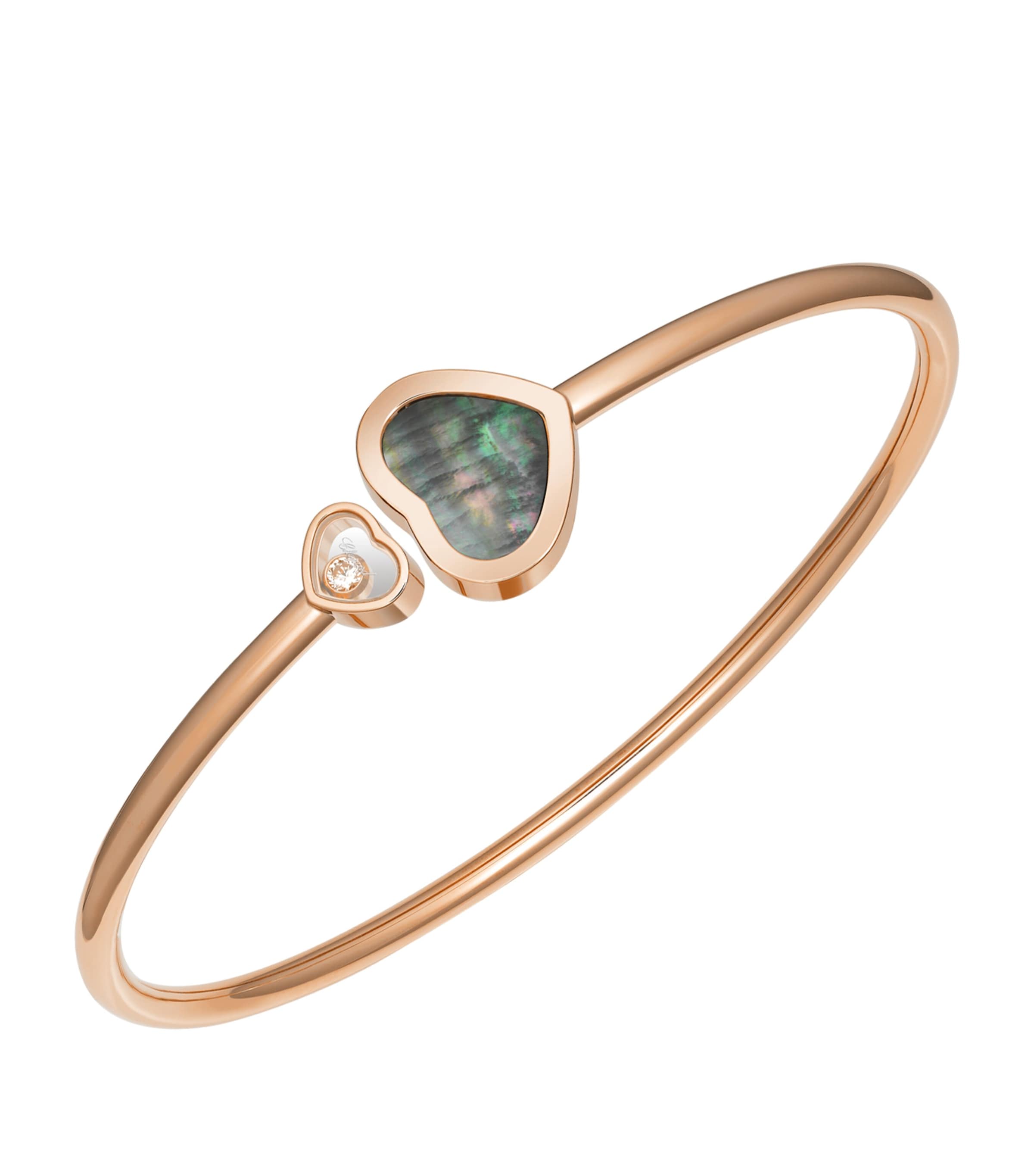 CHOPARD ROSE GOLD AND DIAMOND HAPPY HEARTS BANGLE