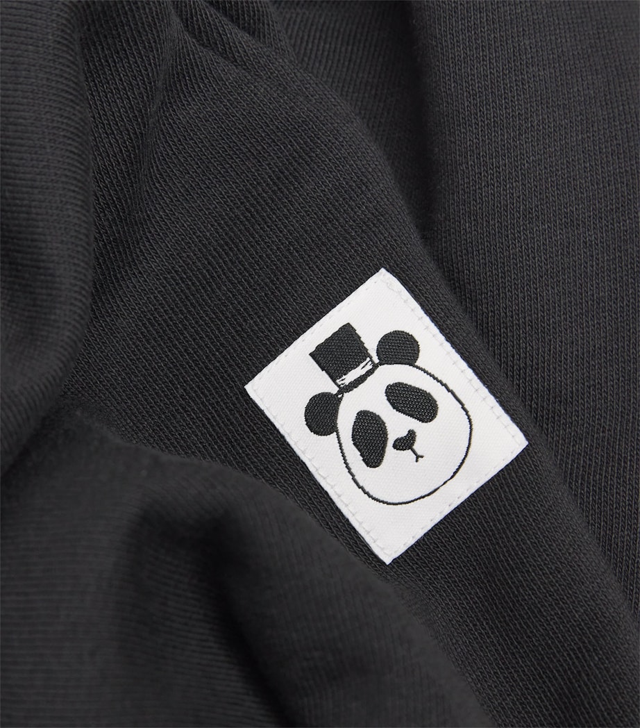 Organic Cotton Panda-Patch Sweatpants (3-11 Years) BLACK Image 3