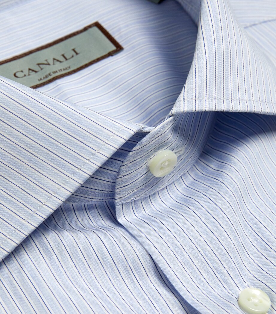 Canali Mens Cotton Stripe Shirt Image 5