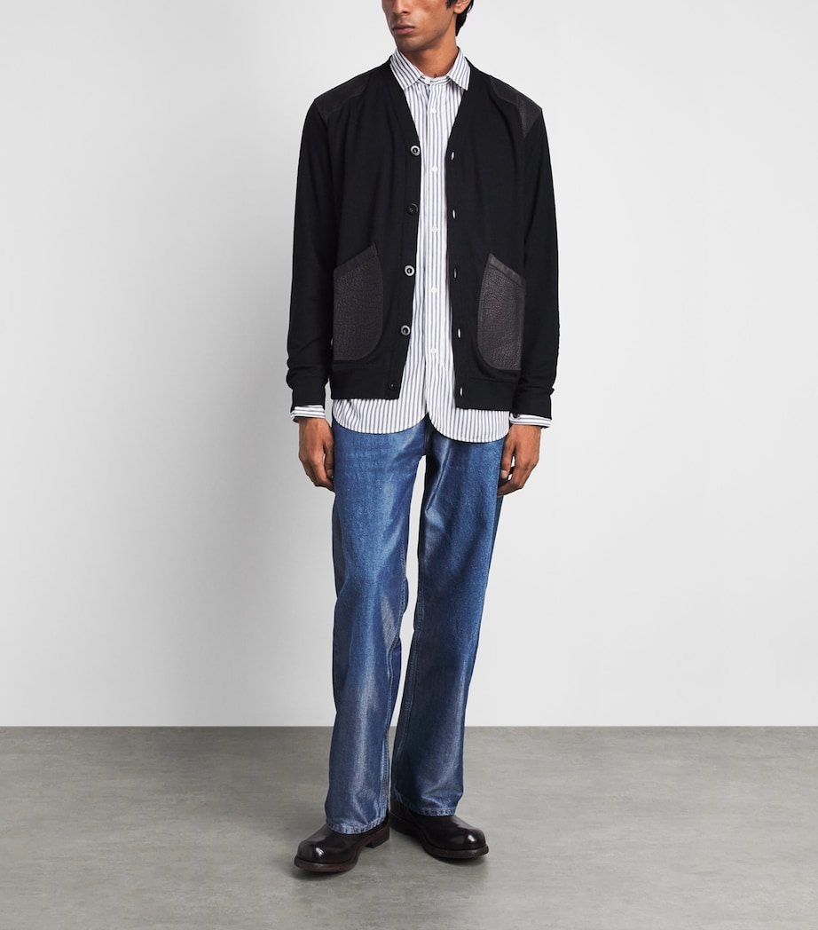 Junya Watanabe MAN Mens Cotton Stripe Shirt Wht/nvy X Beige Image 2